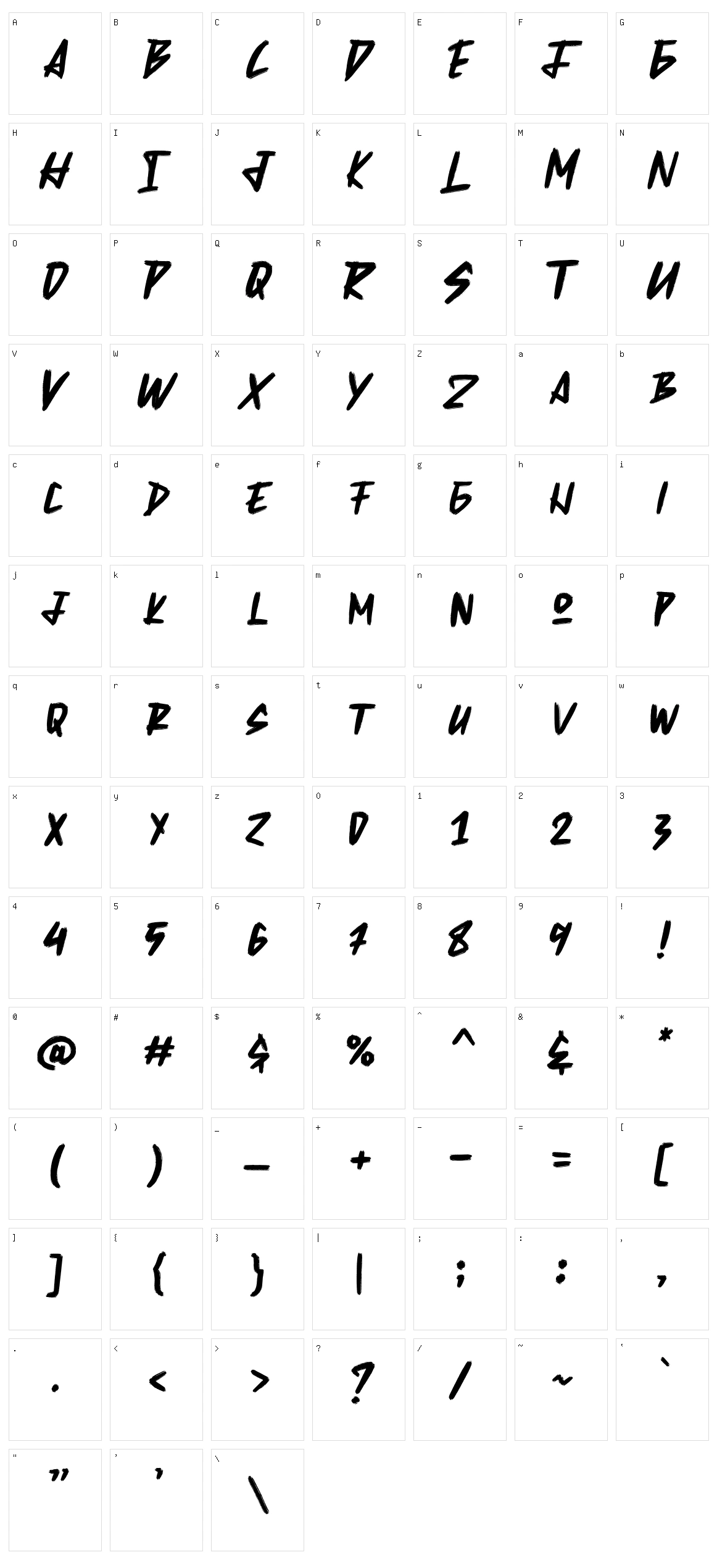 Skulrock Character Set