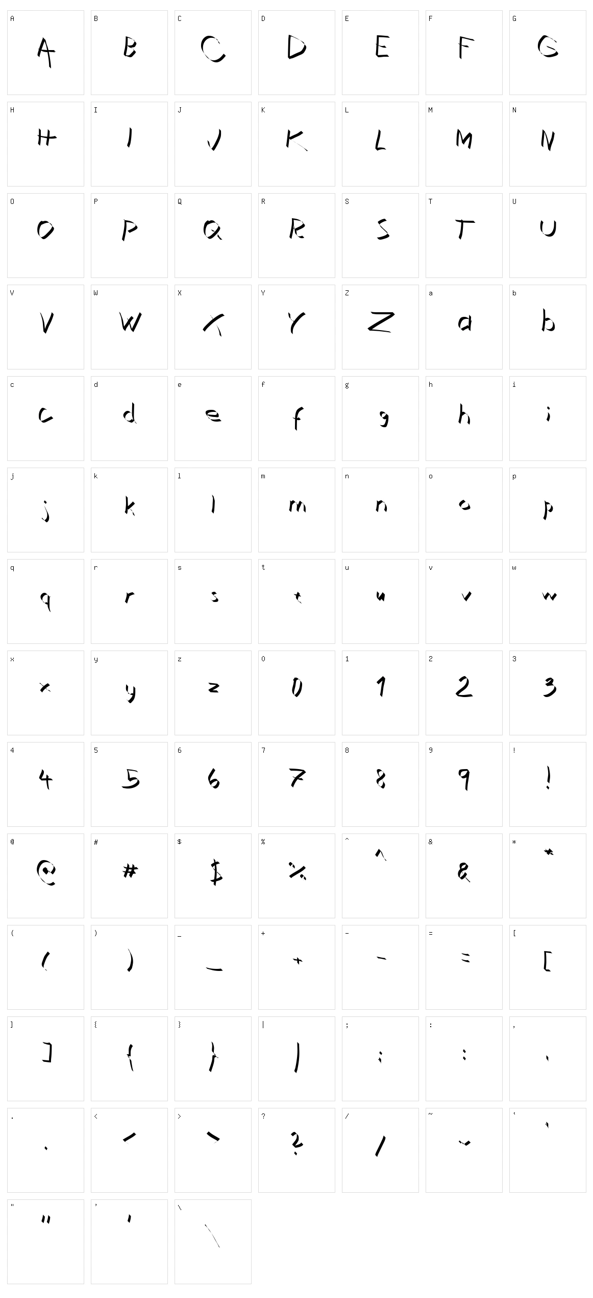 Xaligraphy Character Set