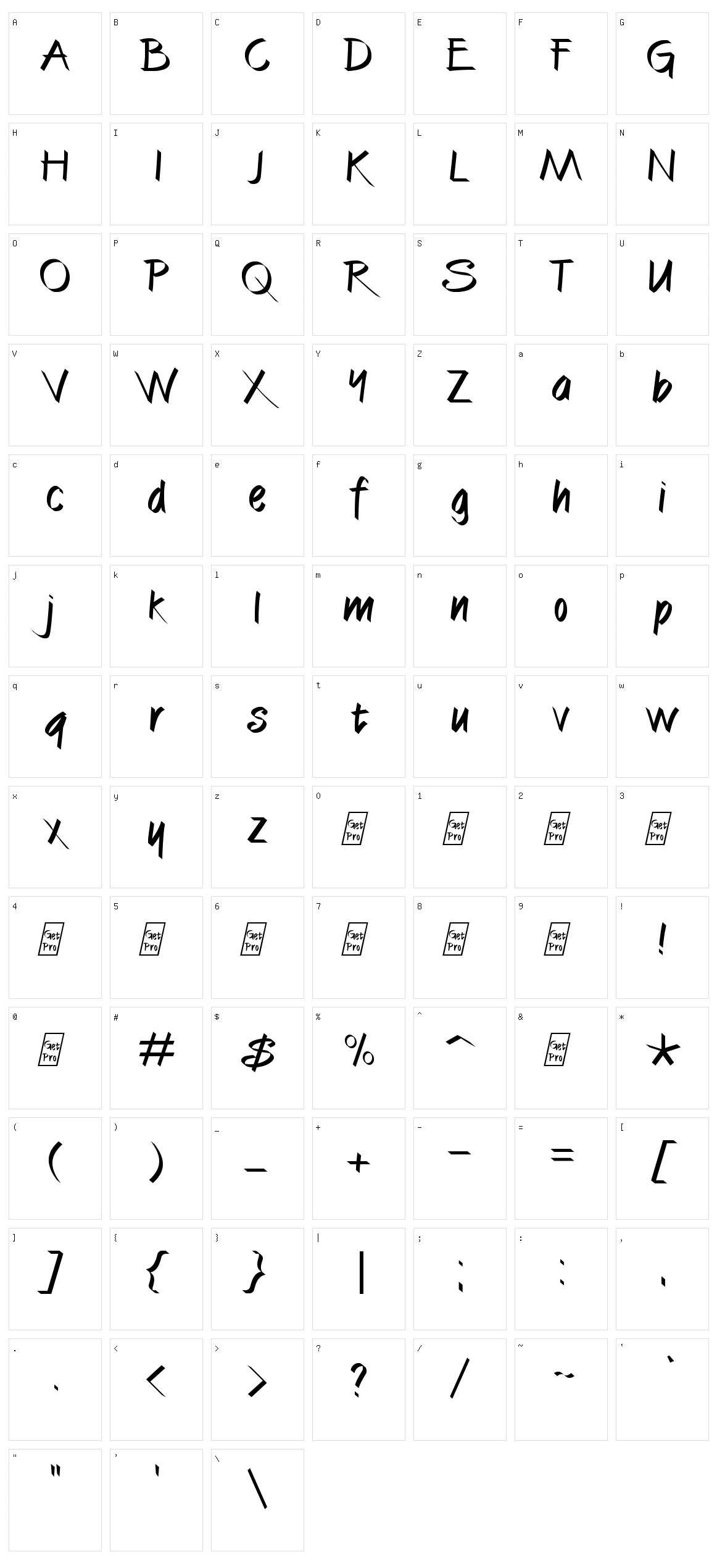 Cali Brush Character Set