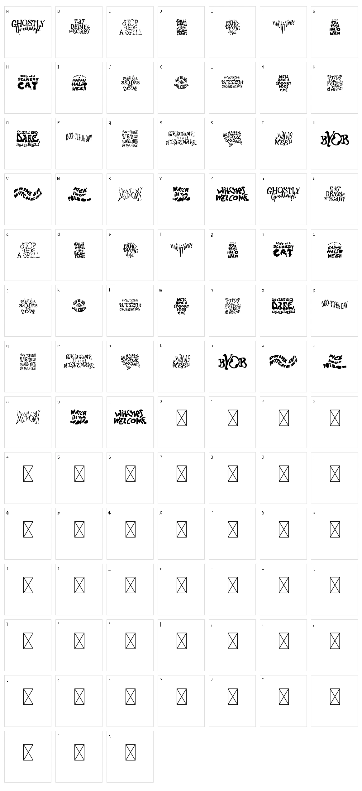 Boo Words Character Set