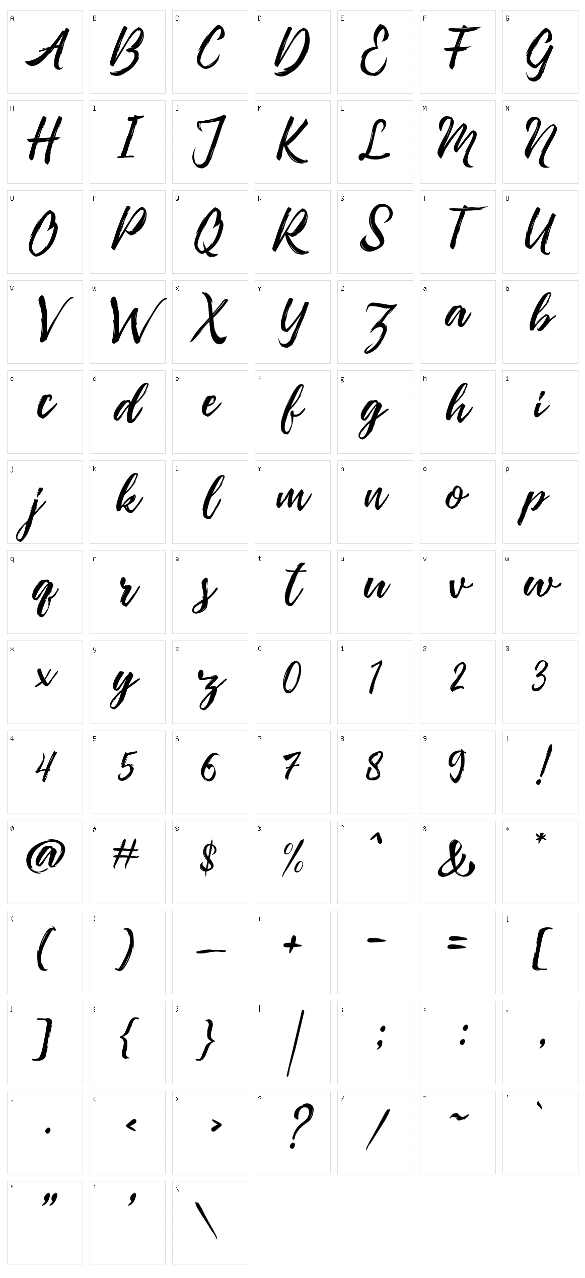 Pennello Character Set
