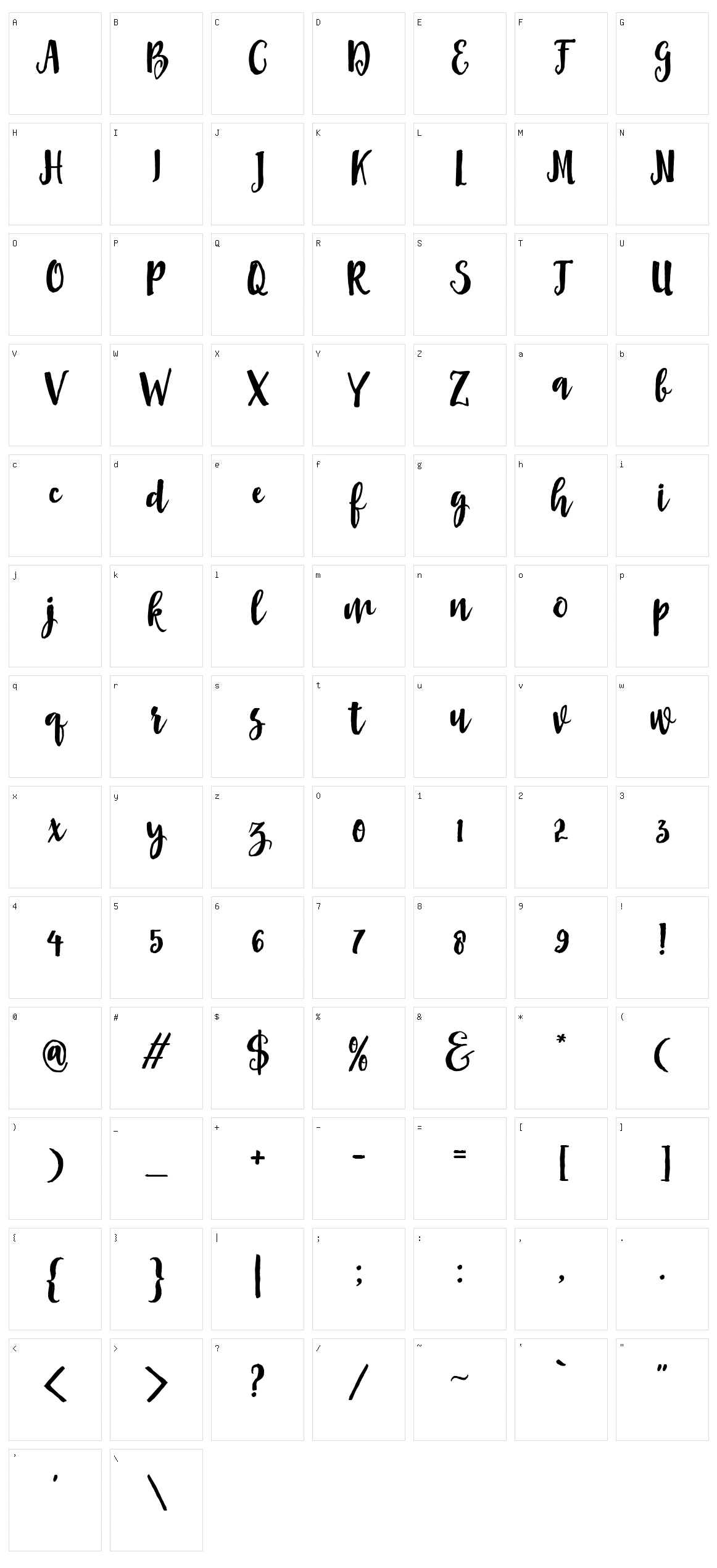 Asly Brush Character Set