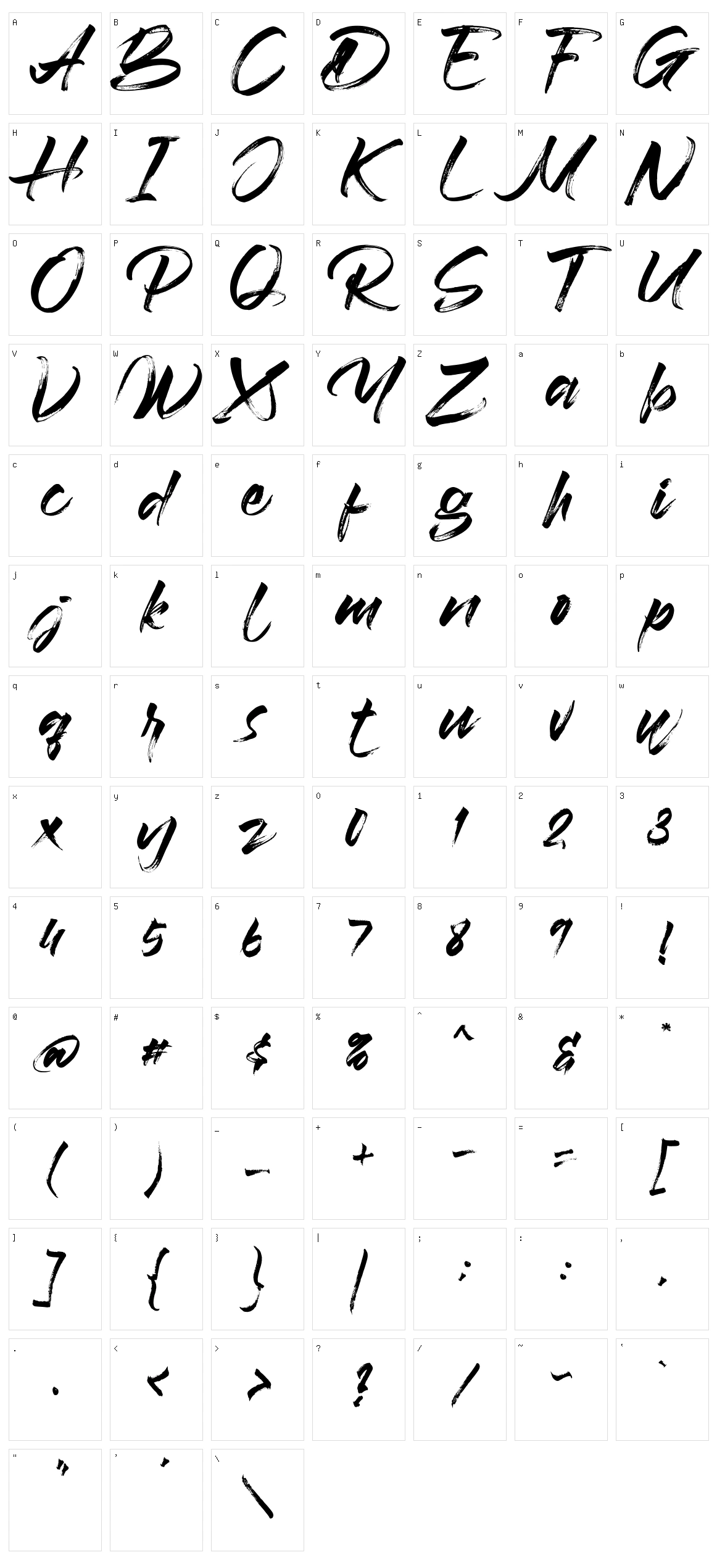 Braga Character Set