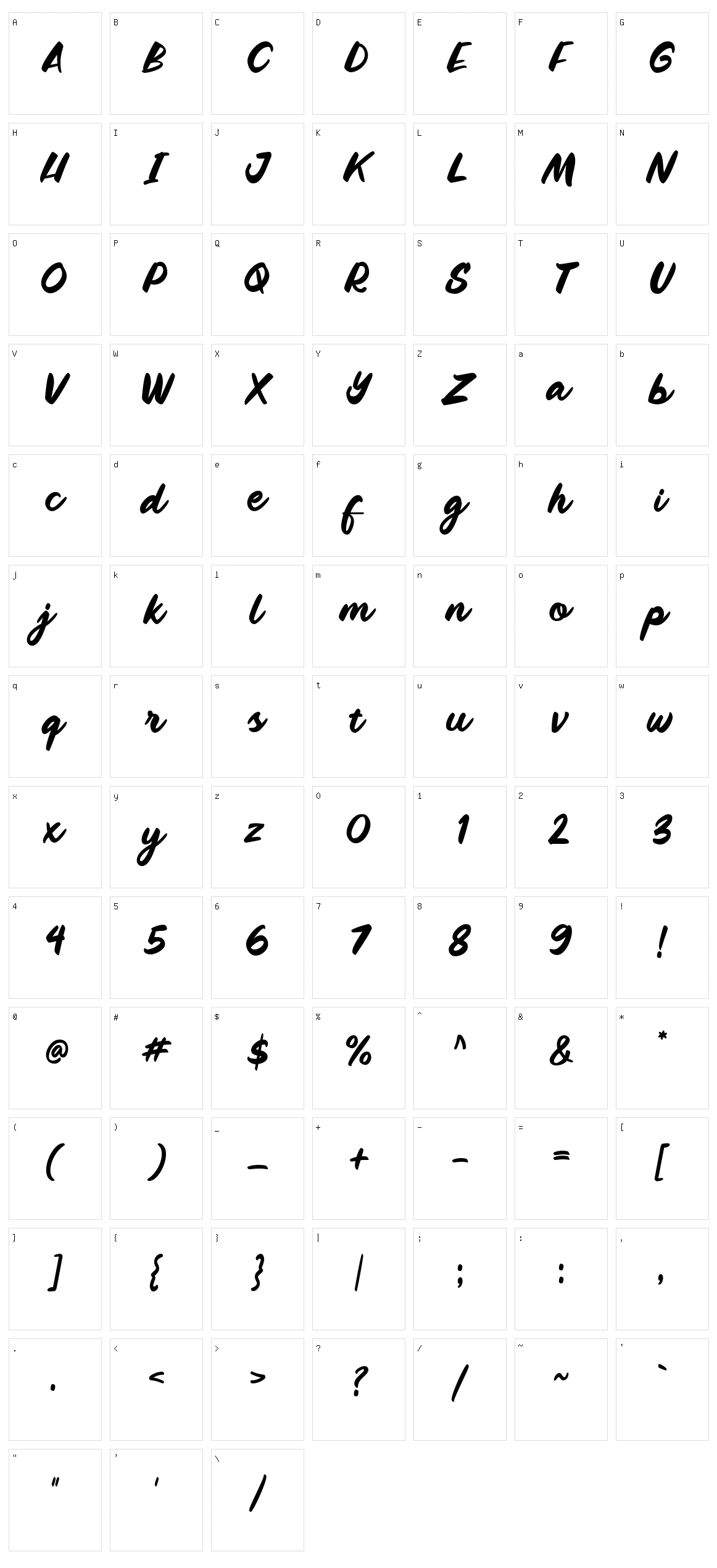 River Script Character Set