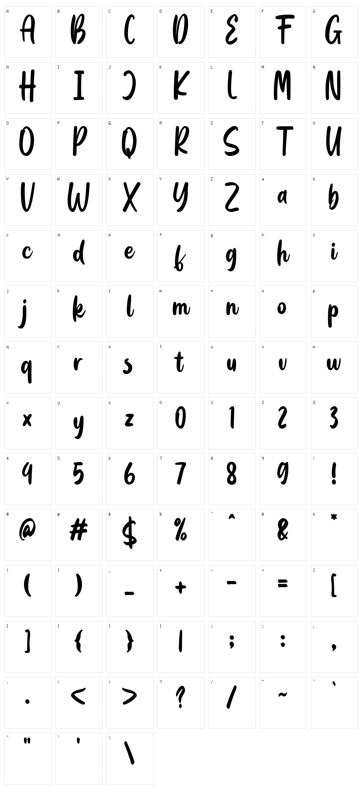 Blackbill Character Set