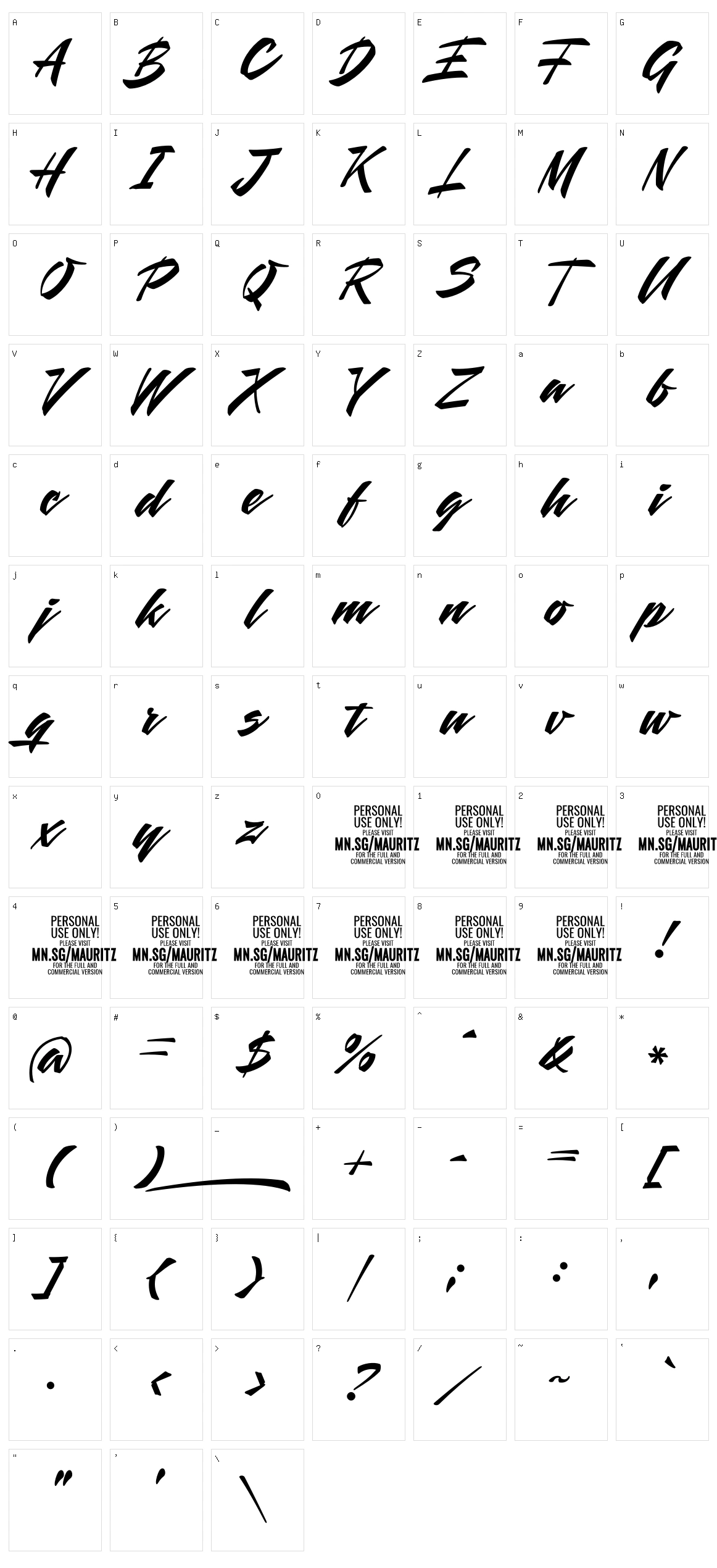 Mauritz Character Set