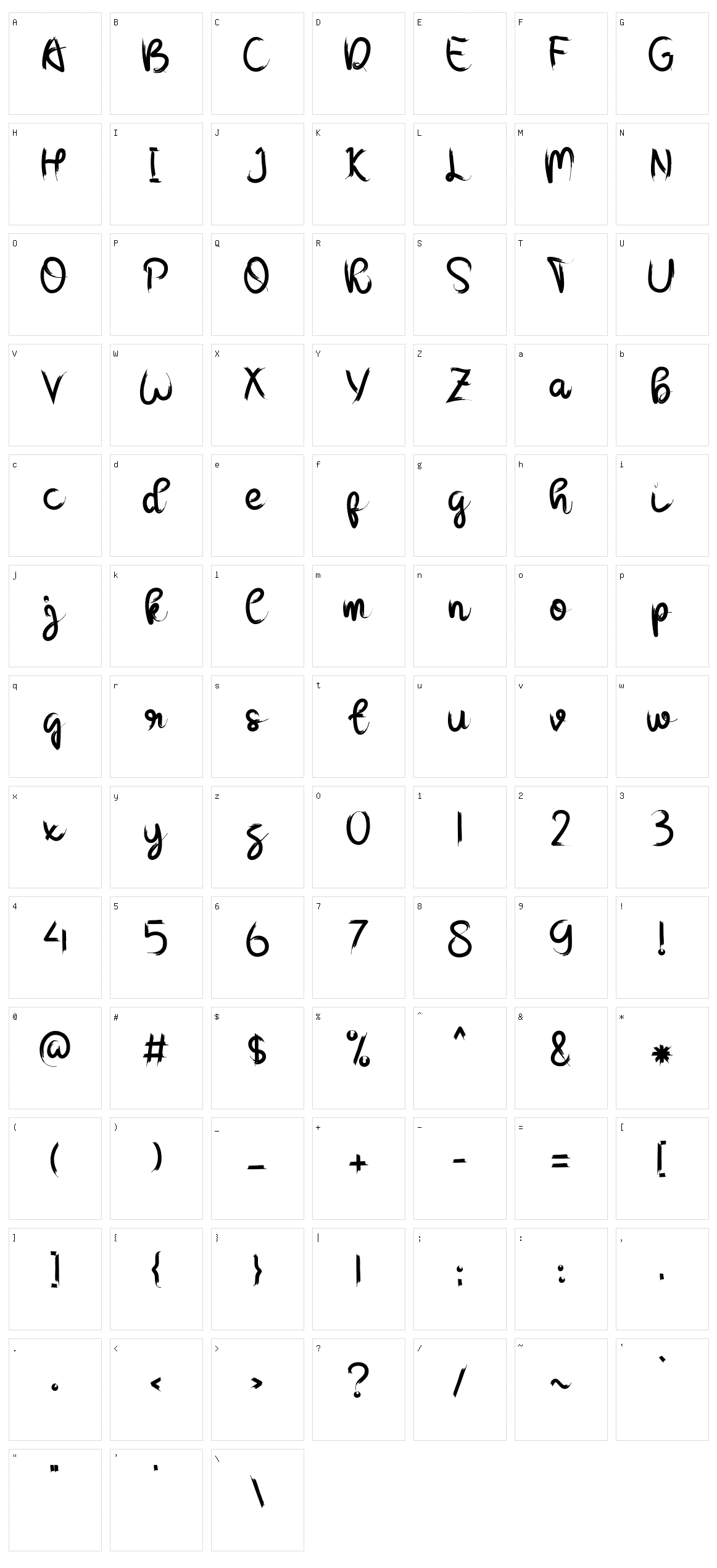 Brushmoon Character Set