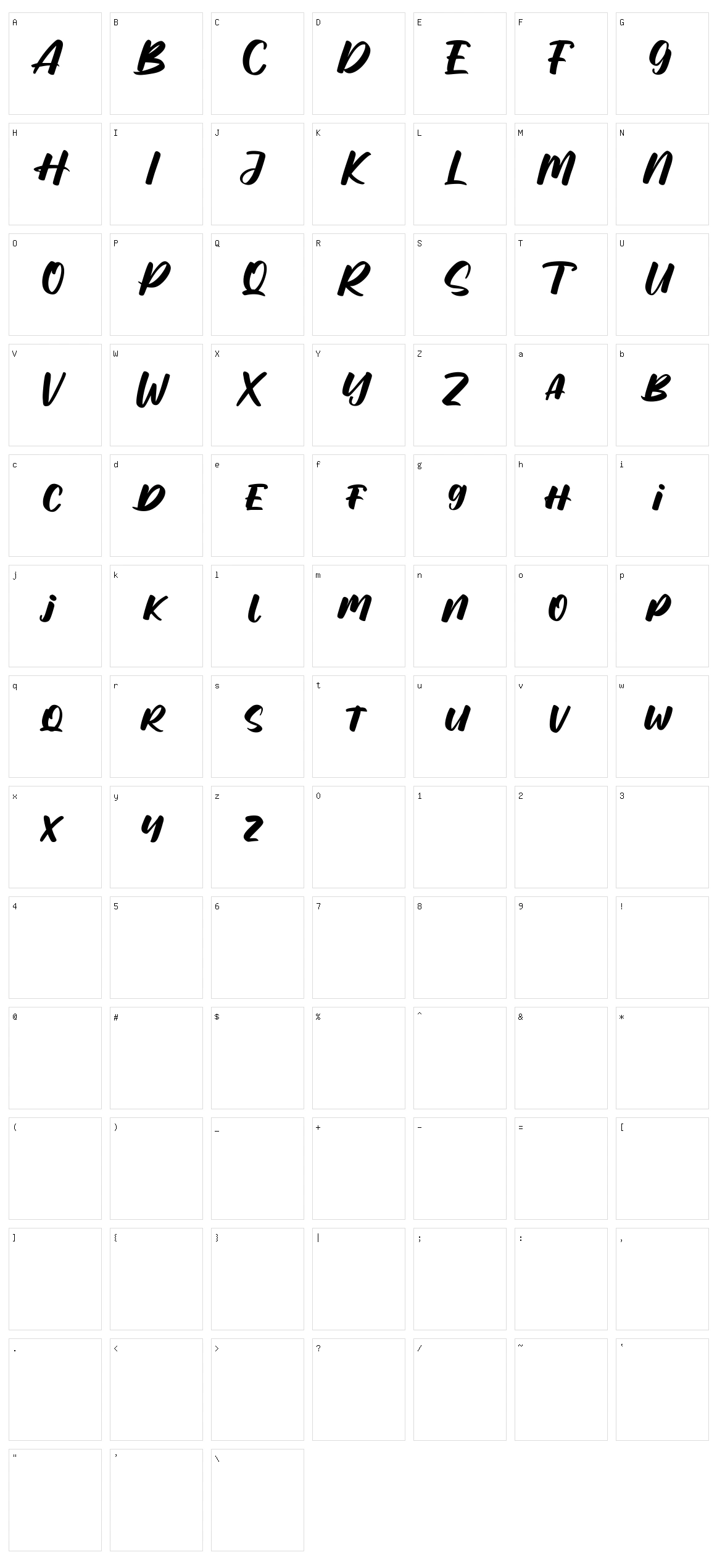 Writes Sketh Character Set