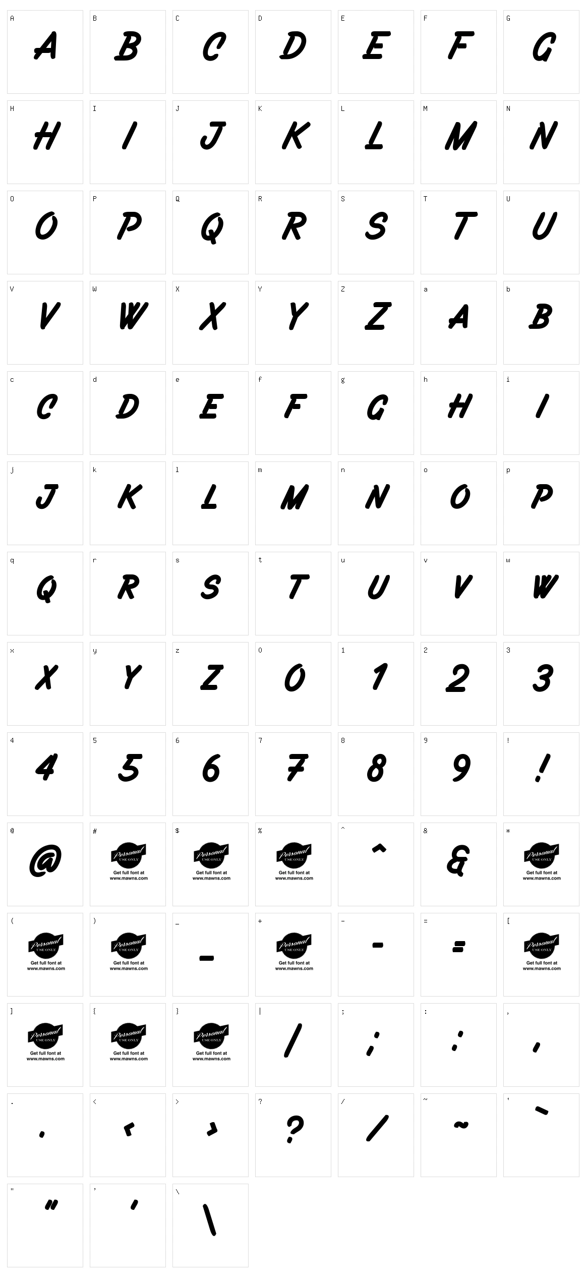 Filbert Brush Character Set