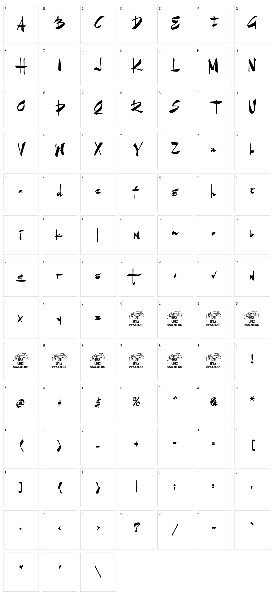 Goatskin Brush Character Set