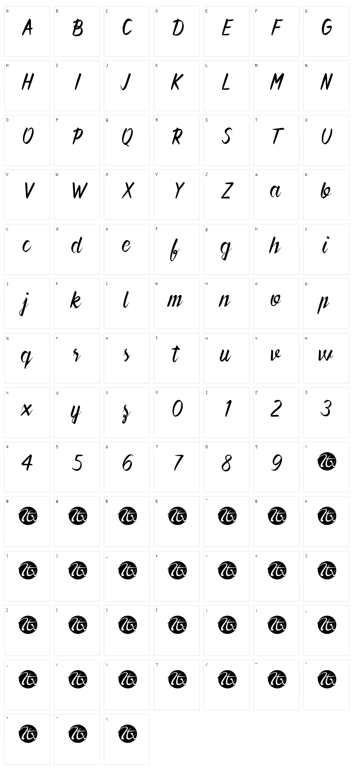 Forever Brush Script Character Set