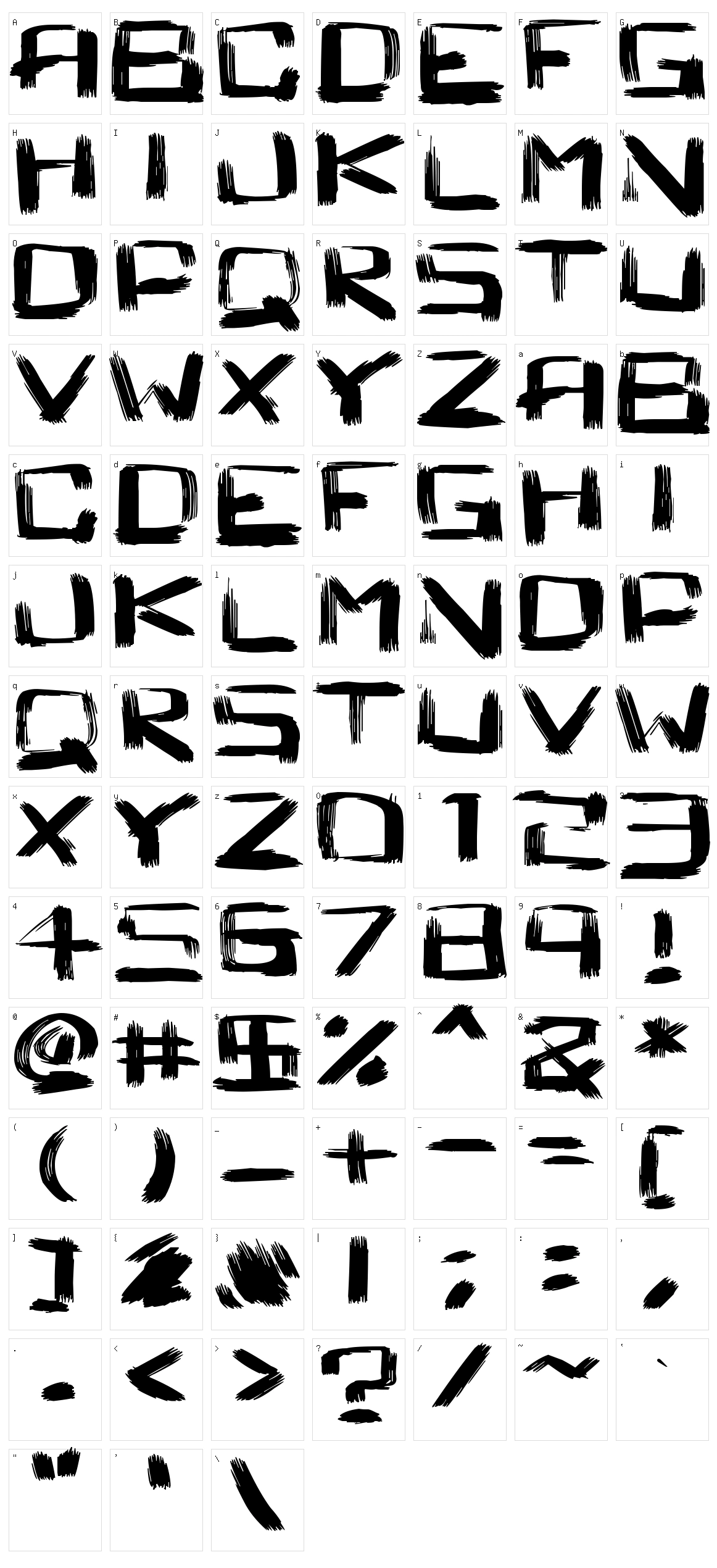 Square Brush Character Set