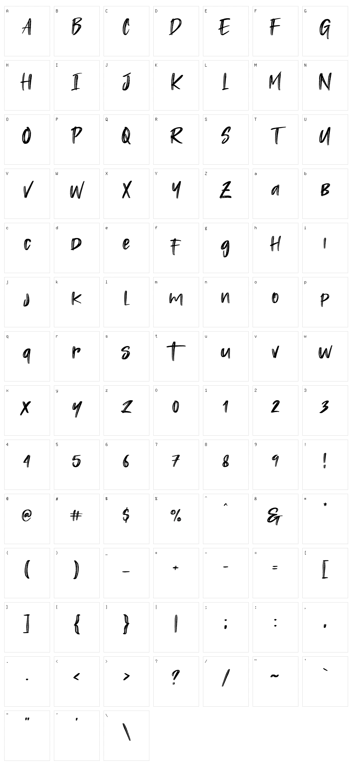 Rastazm Character Set