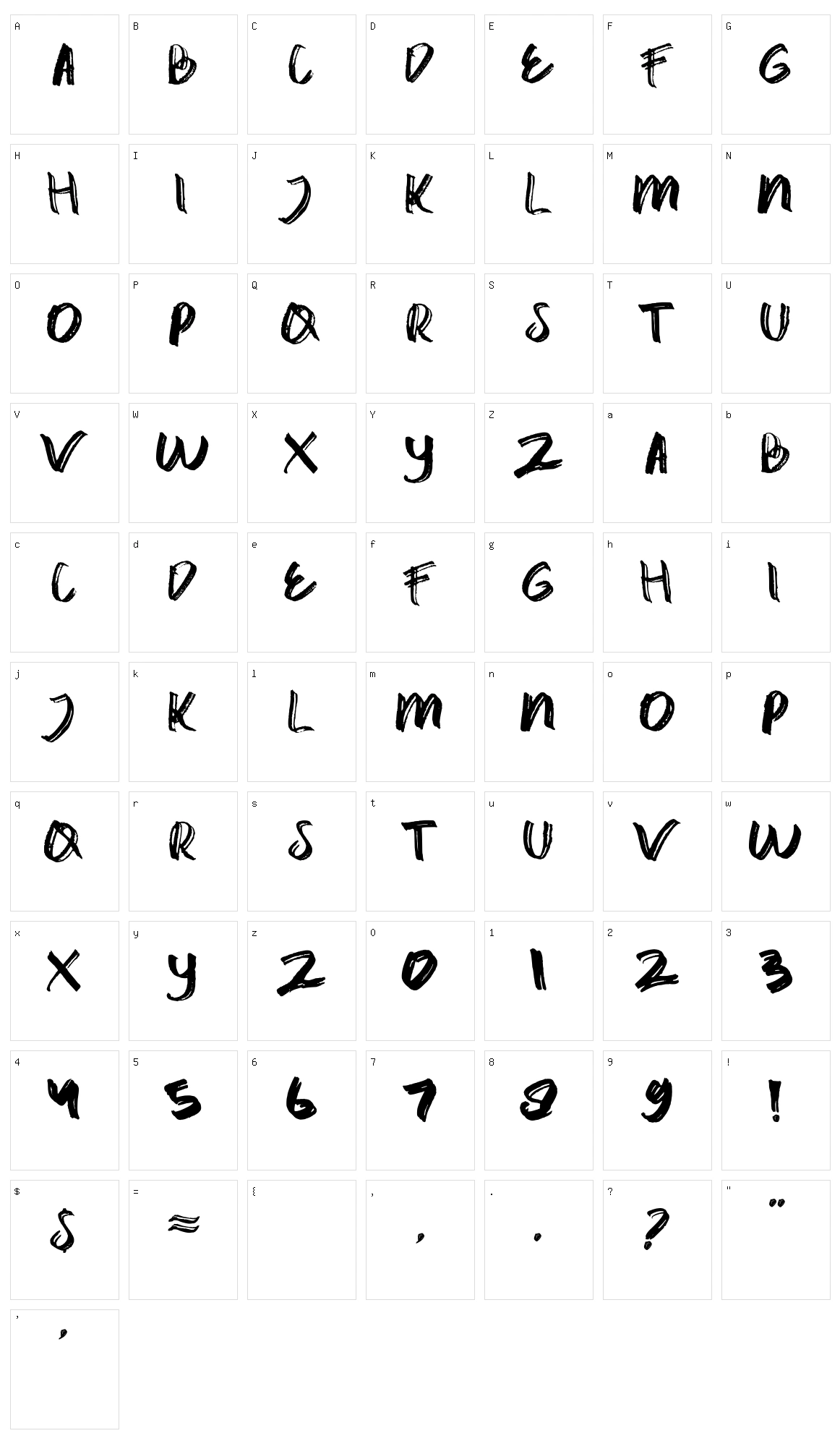 Catrock Character Set