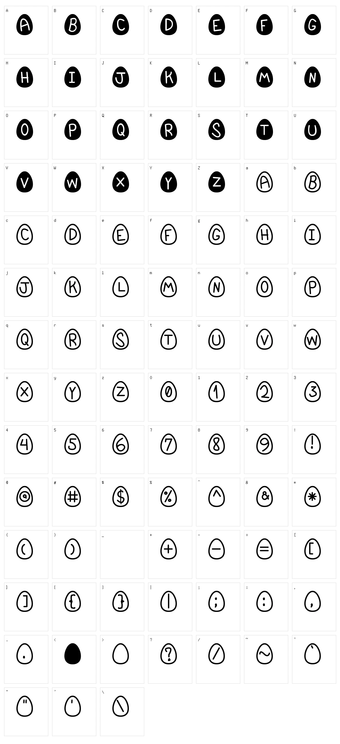 EasterFont St Character Set