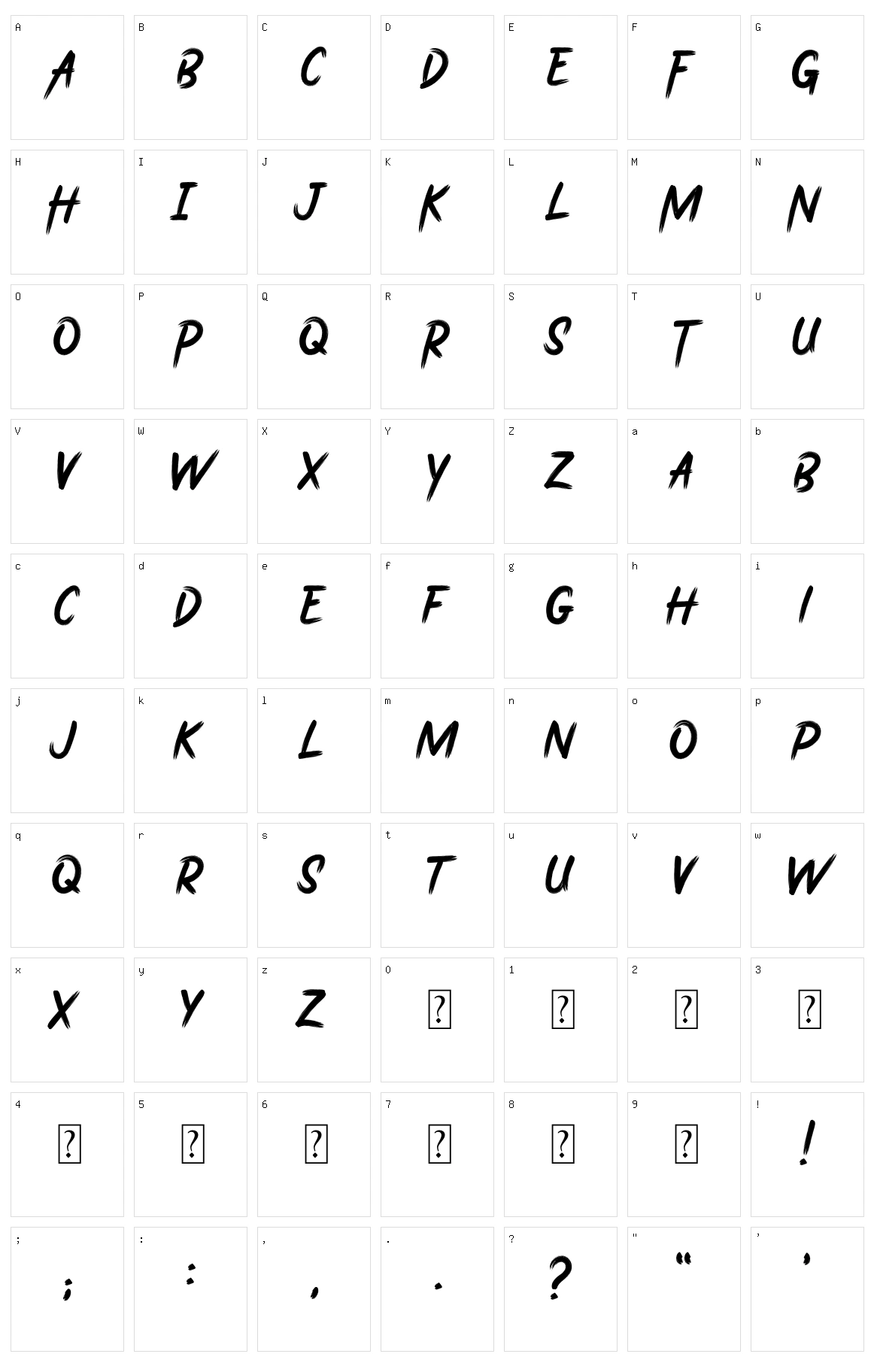 Stricken Brush Character Set