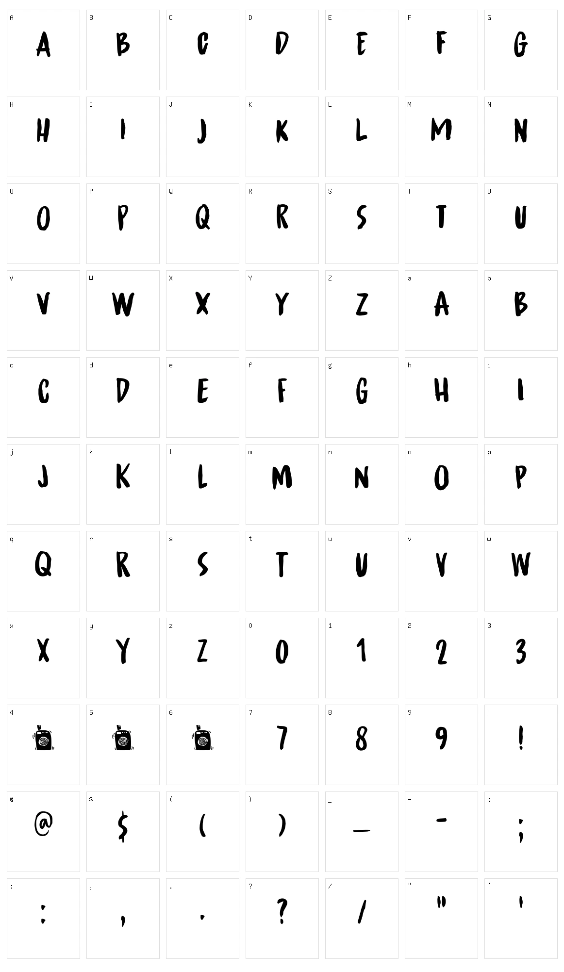Spinwash Character Set