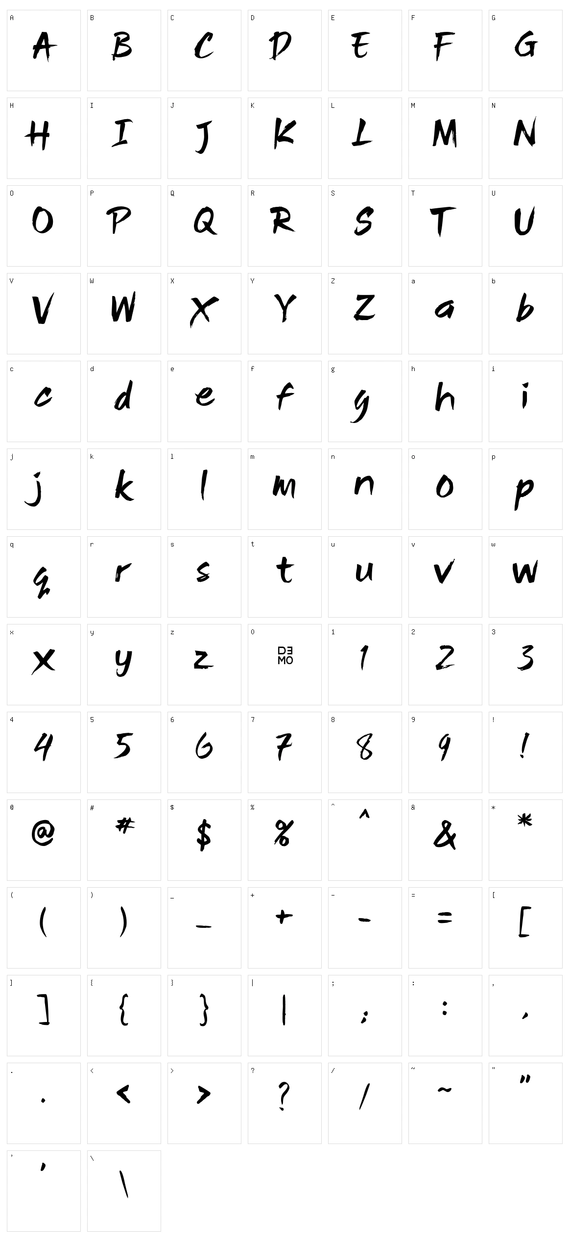Bajigur Brush Character Set