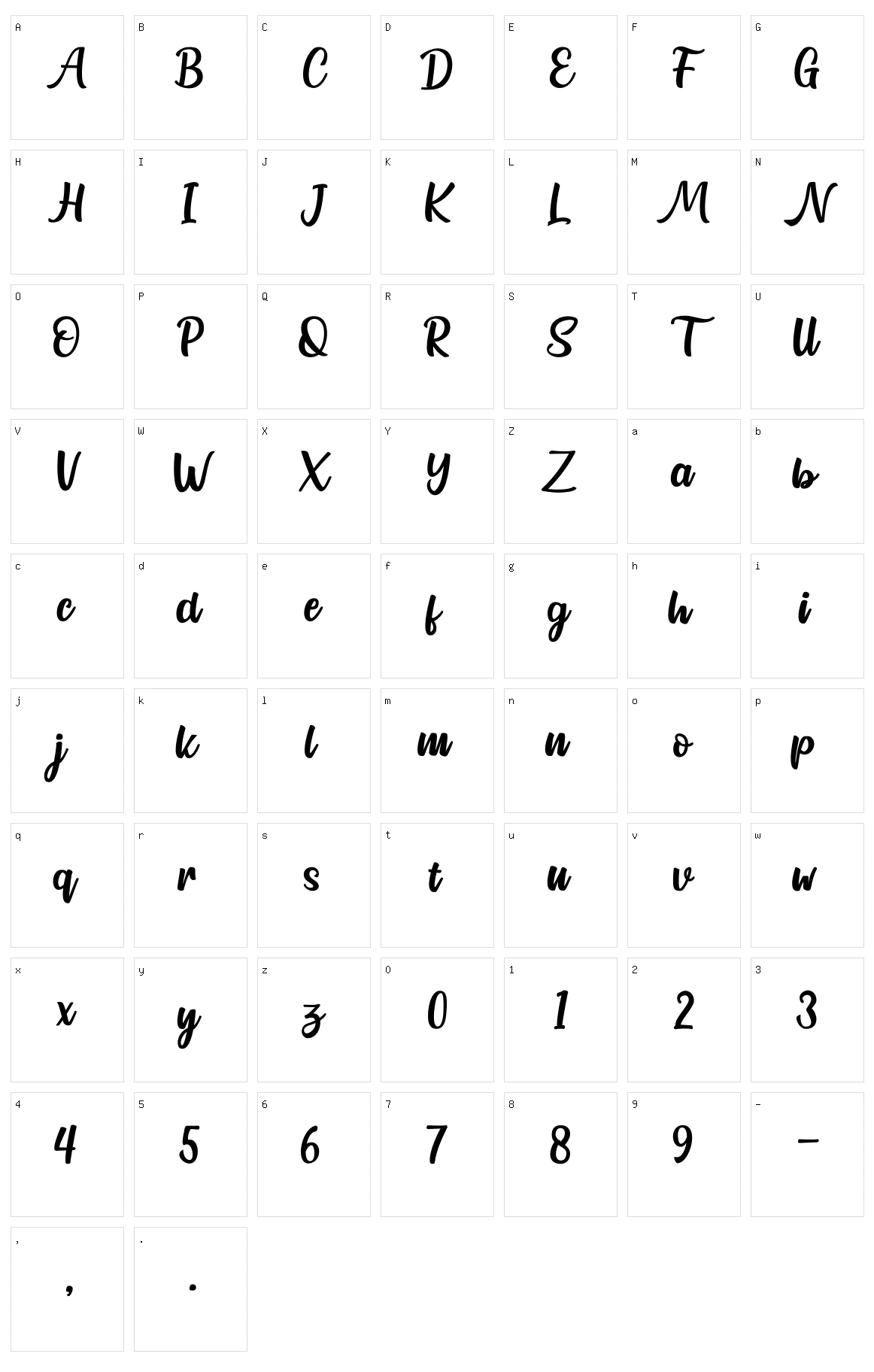 Northline Script Character Set