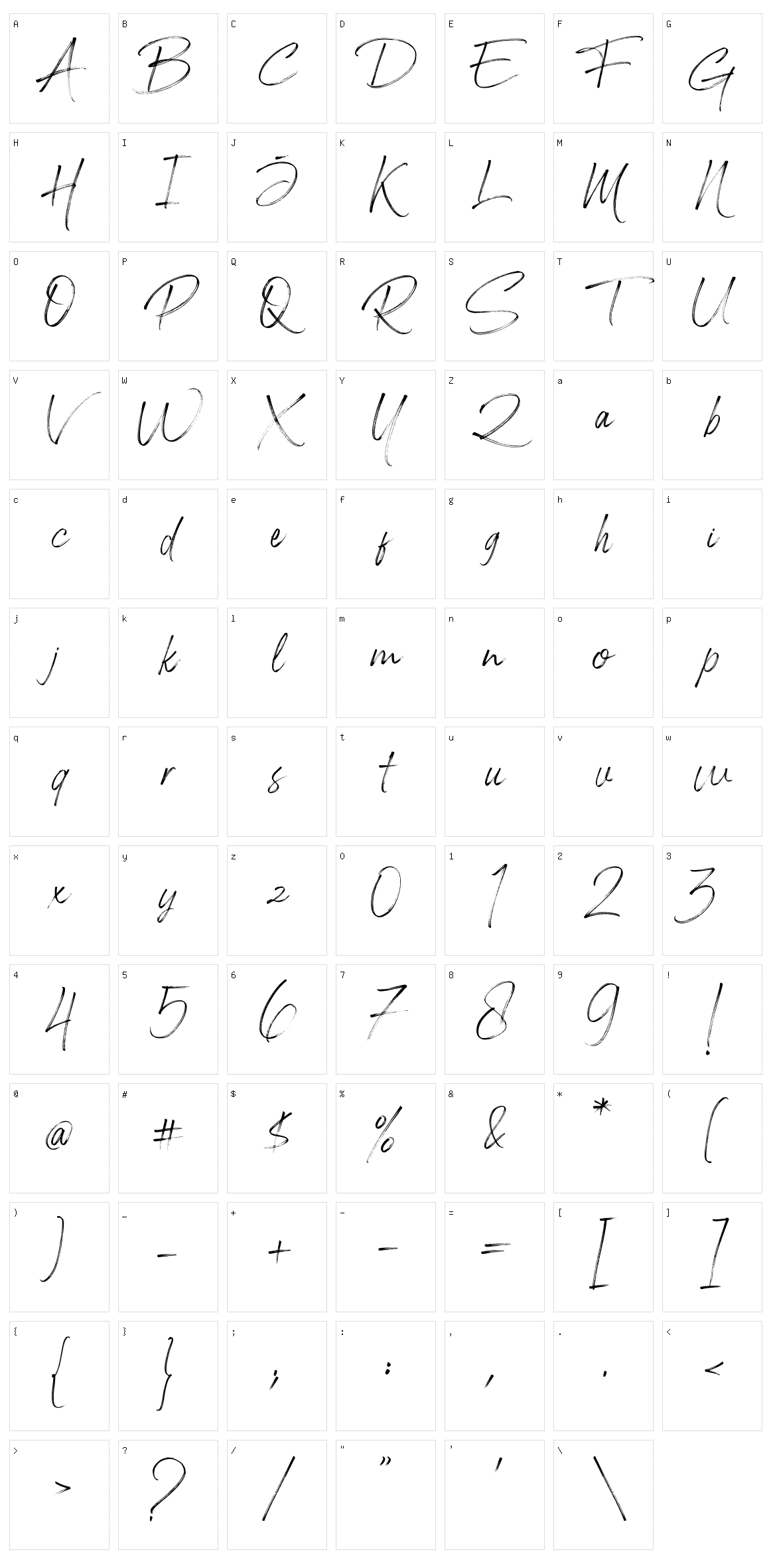 Optimust Character Set