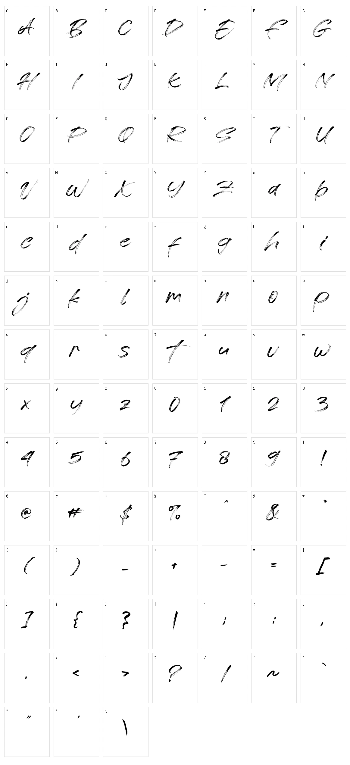 Free License Character Set