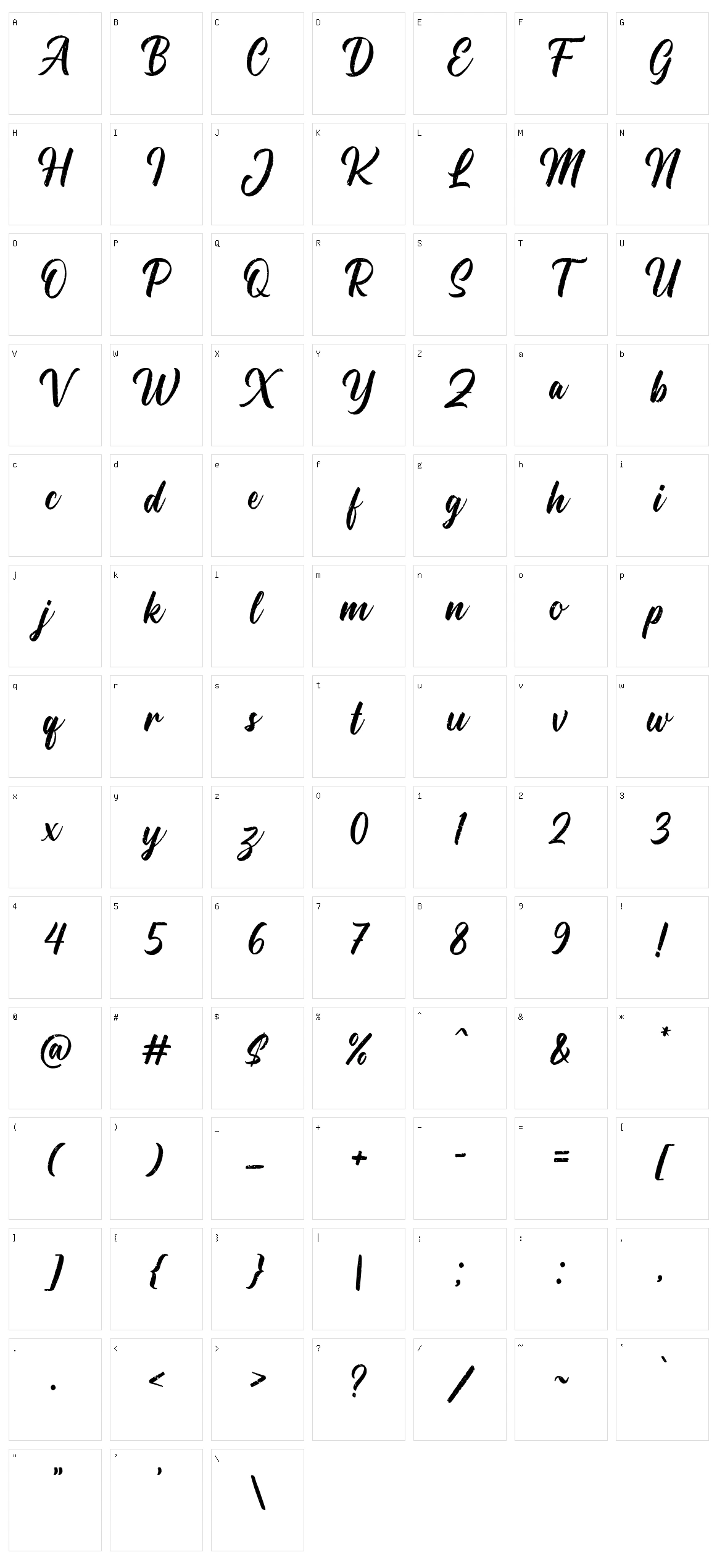 Hallington Character Set