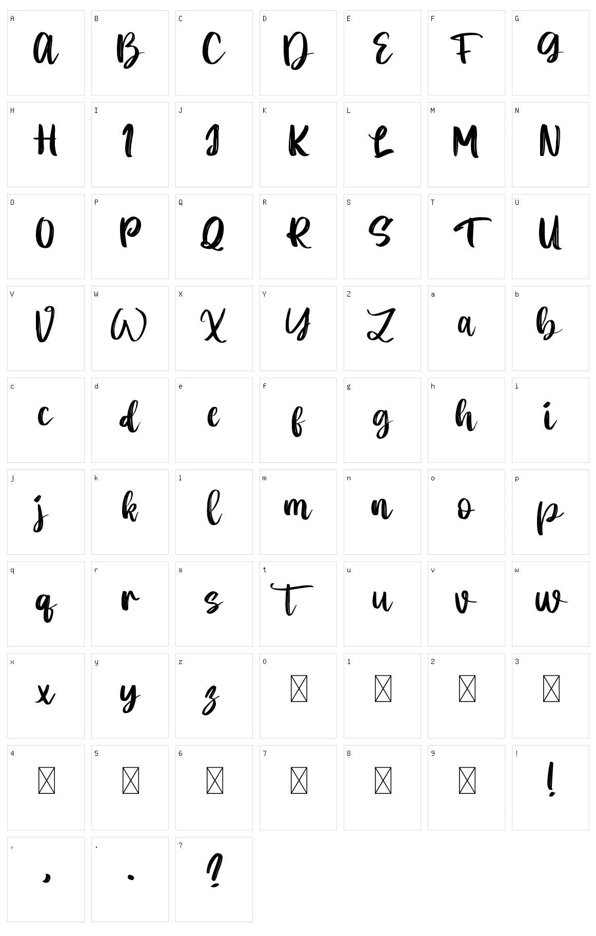 Dartya Character Set