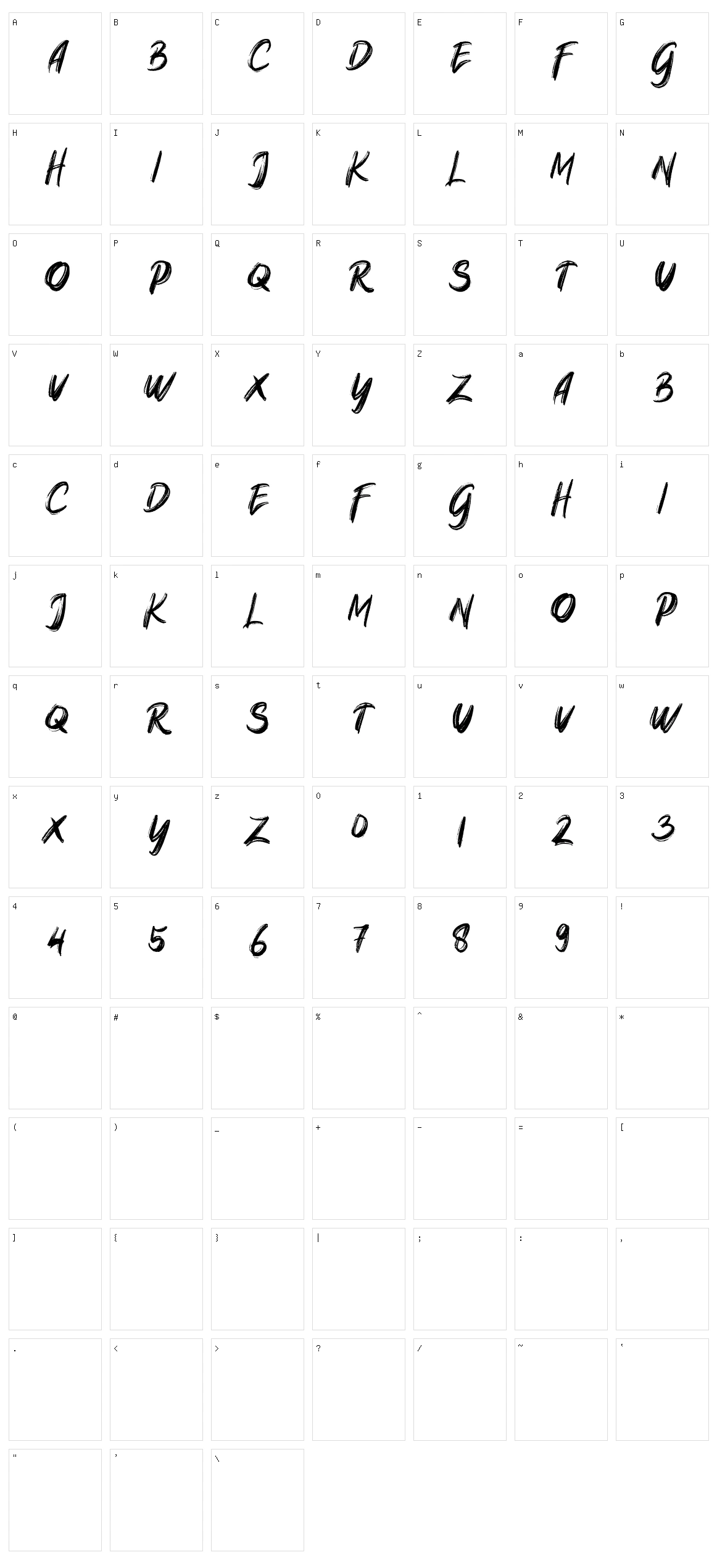 Native Brush Character Set
