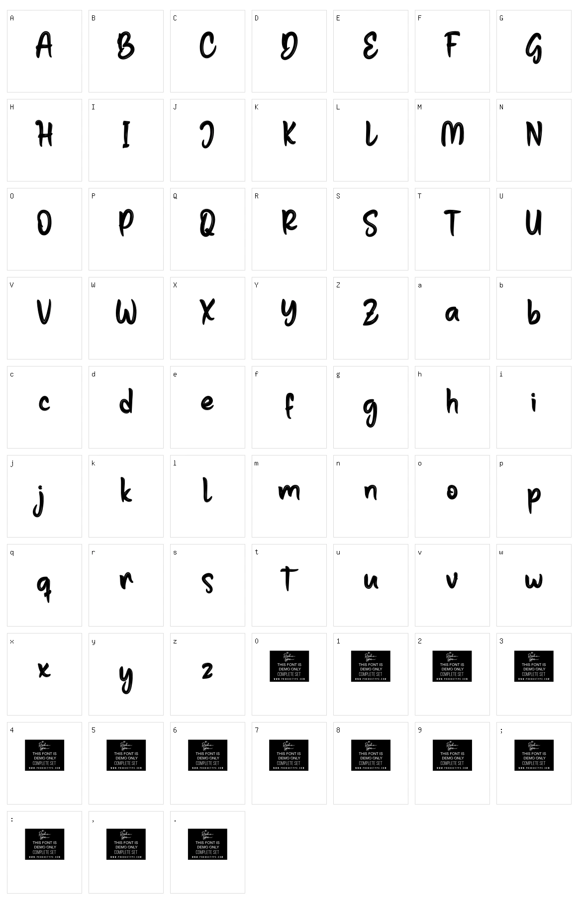 Dactylus Character Set