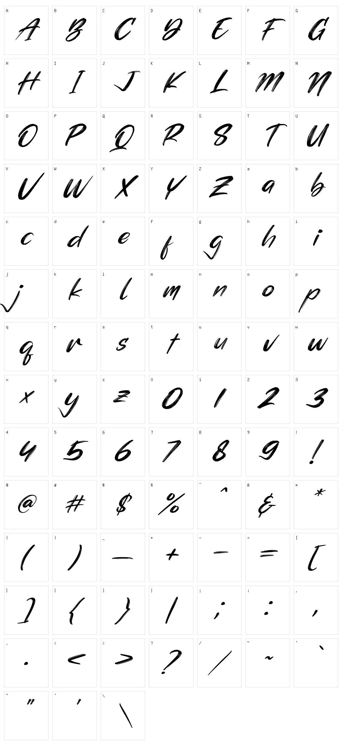Simphony Brushe Character Set
