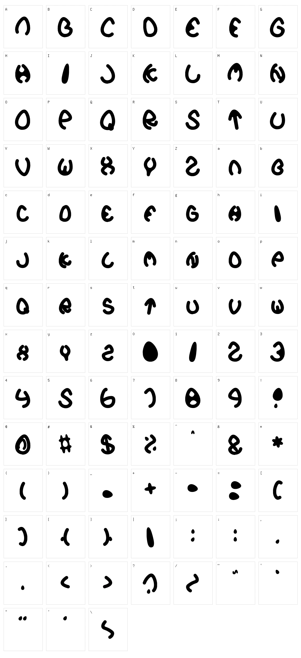 Simple Eggs Font Character Set