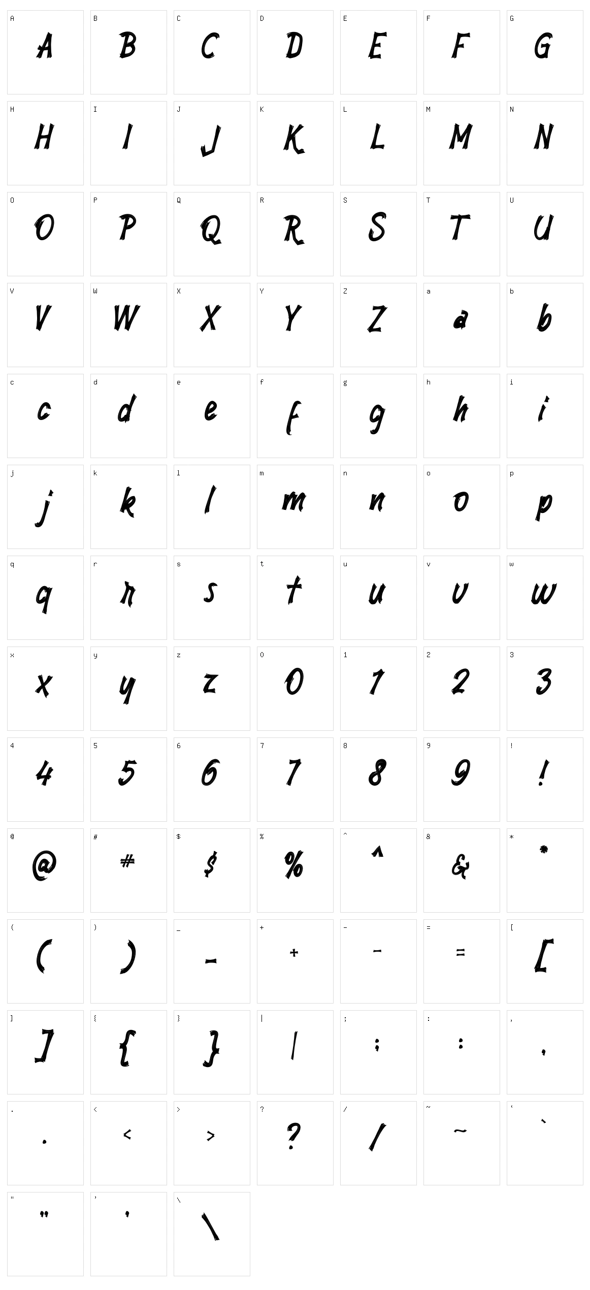 Brushty Character Set