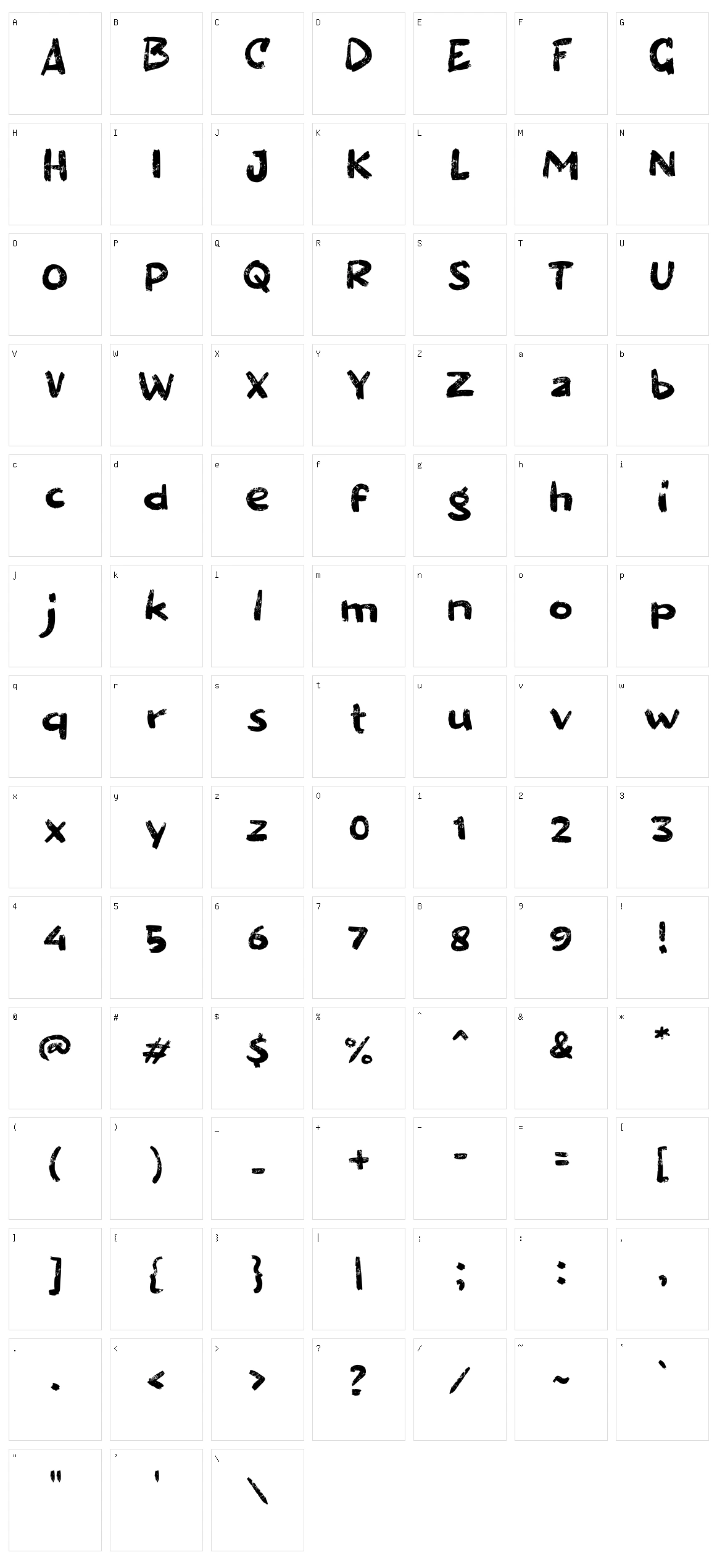e Explorazy Character Set