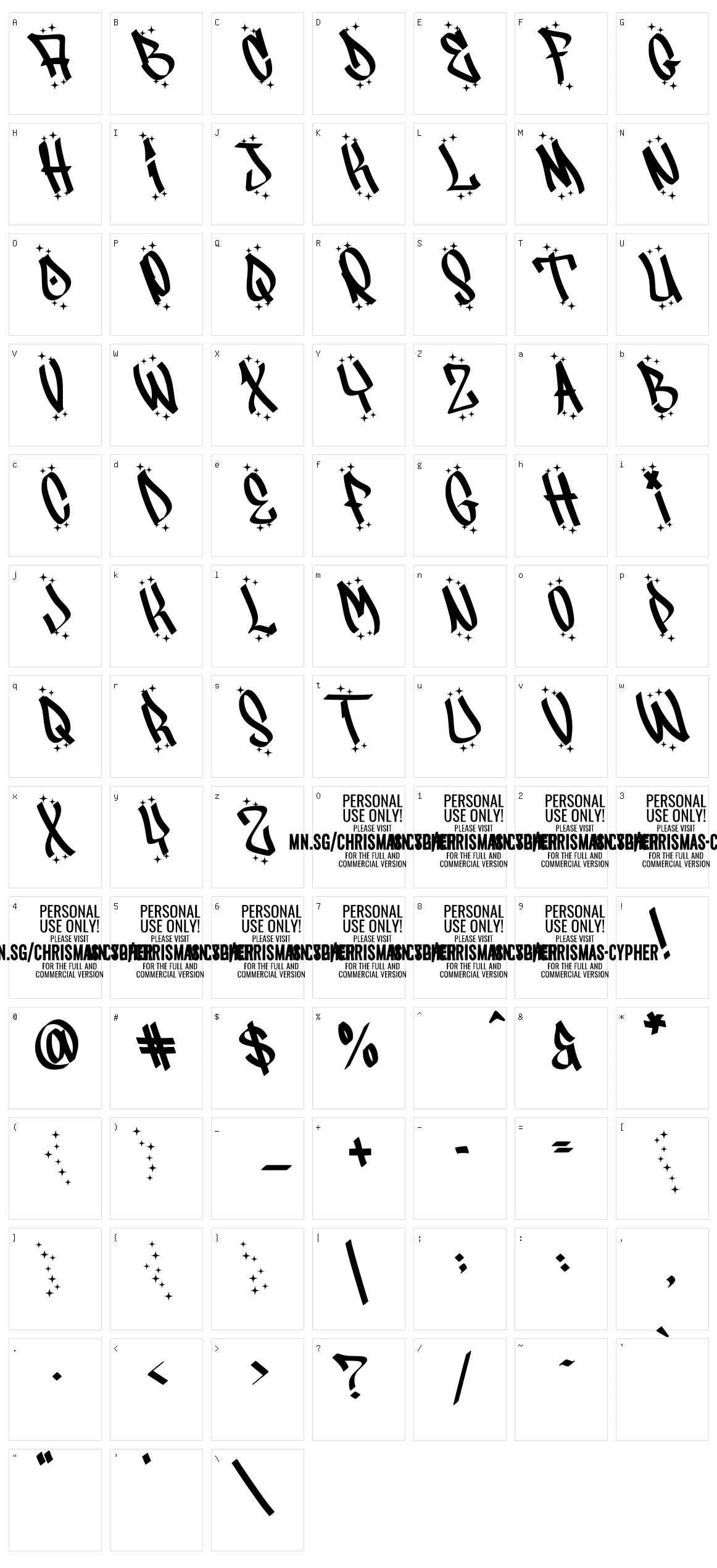 Christmas Cypher Character Set