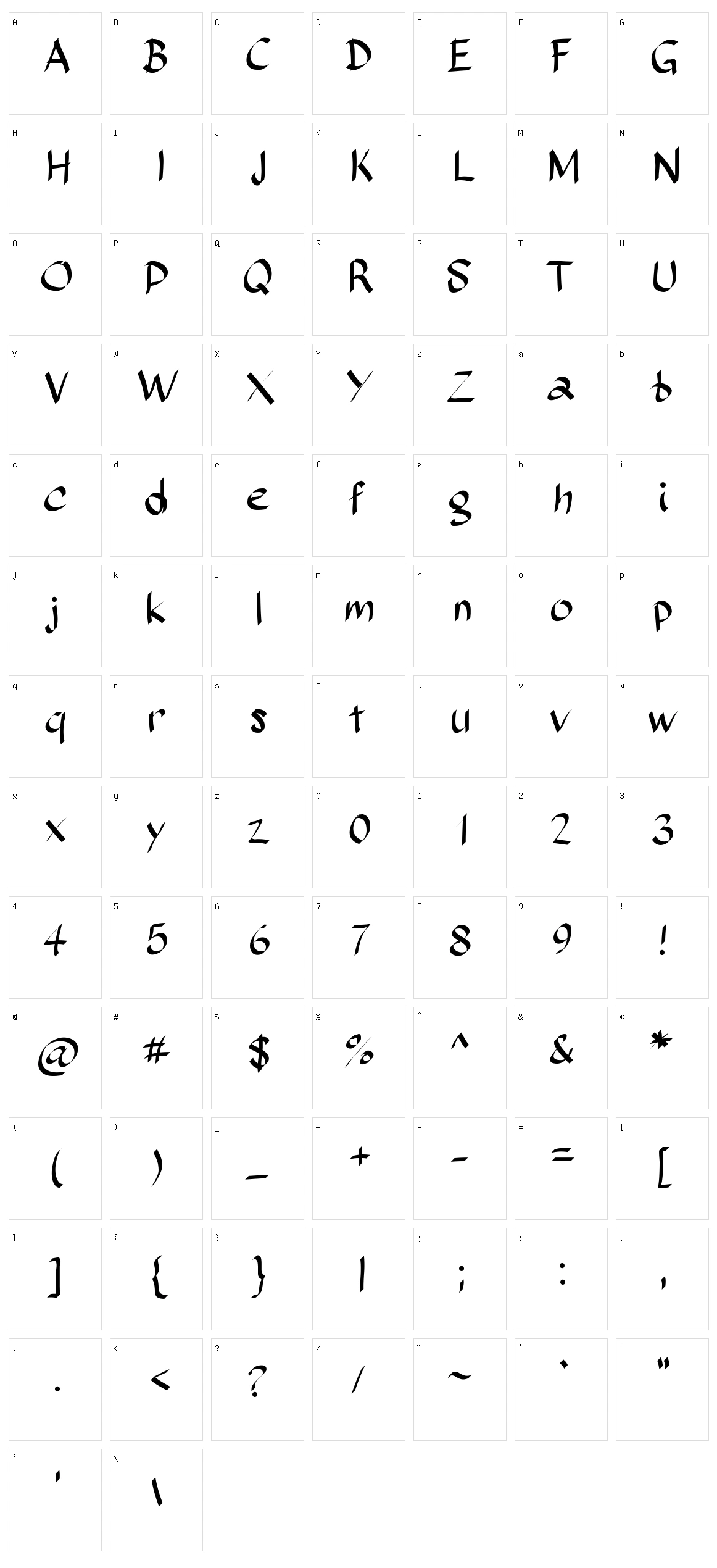 Sunday Script Character Set