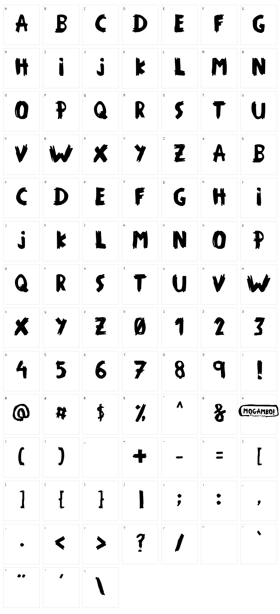 Mogambo! Character Set