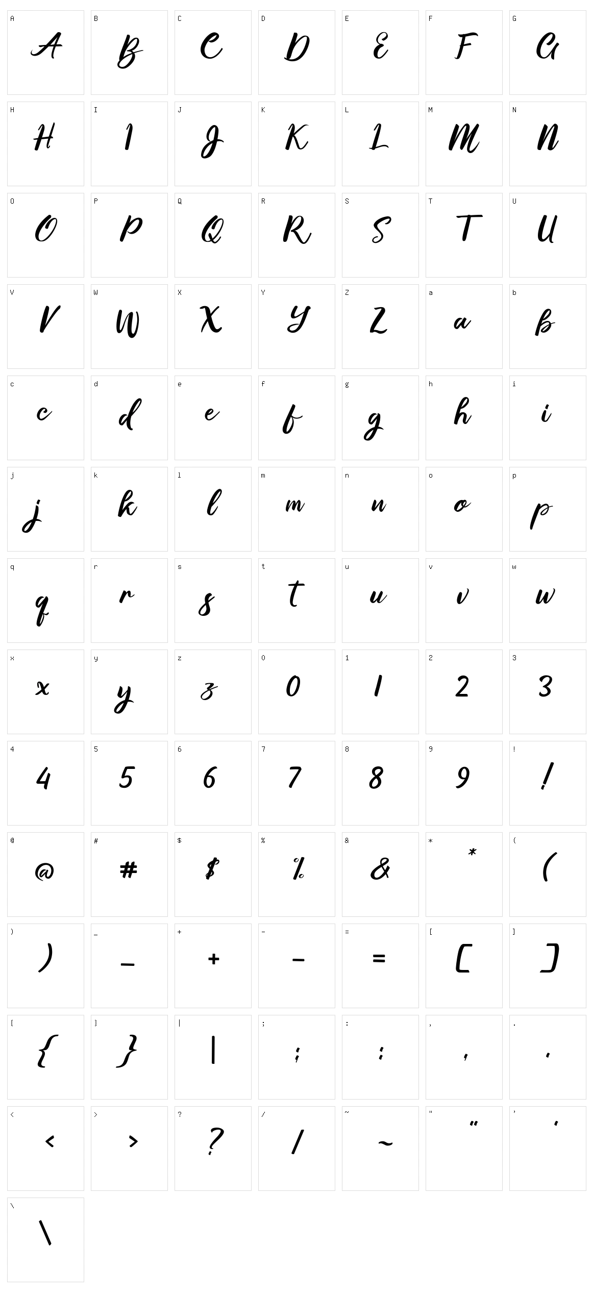 Gallisia Design Script Character Set