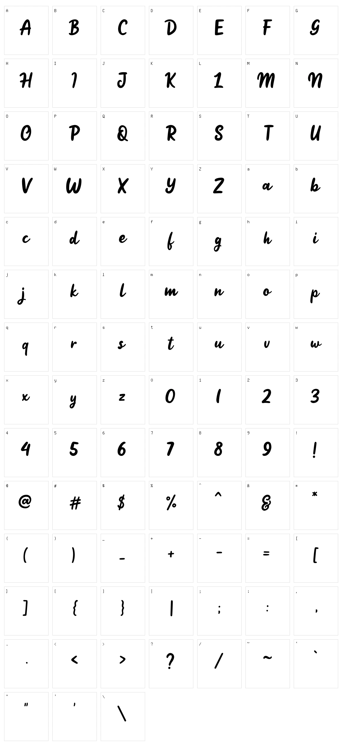 Jelly Bean Script Character Set