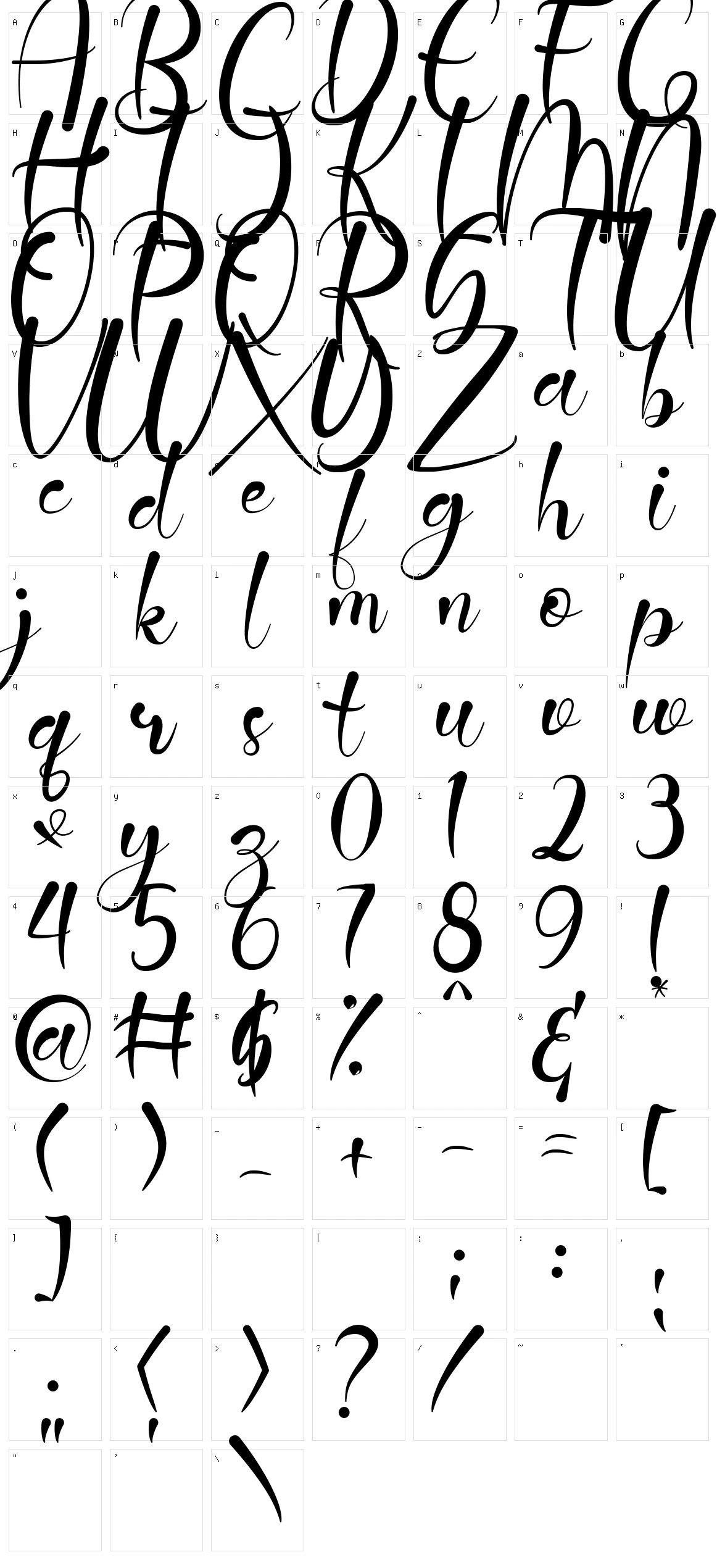 Jattestor Character Set