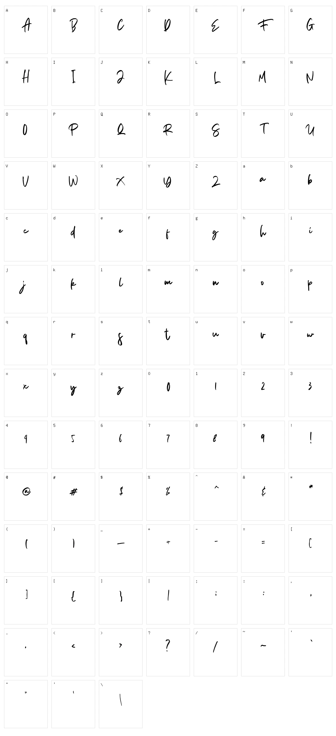 Aedesty Character Set