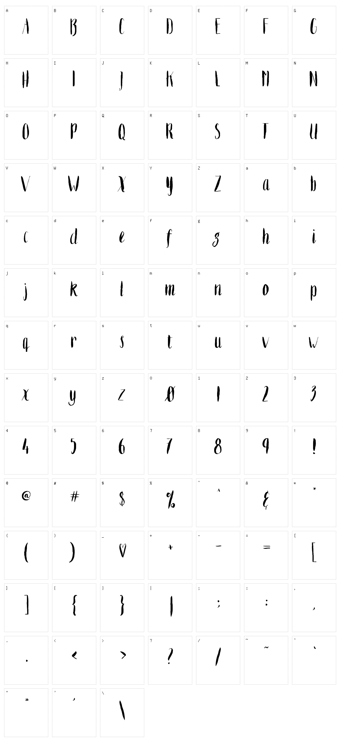 Inkster Character Set