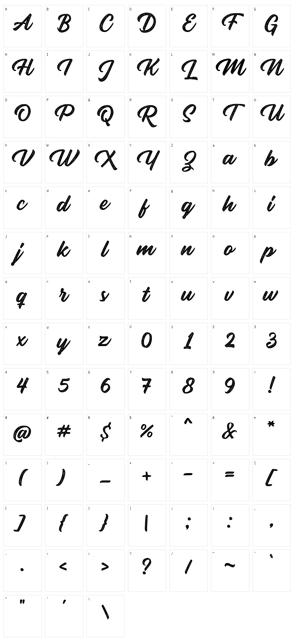Rupture Stamp Character Set