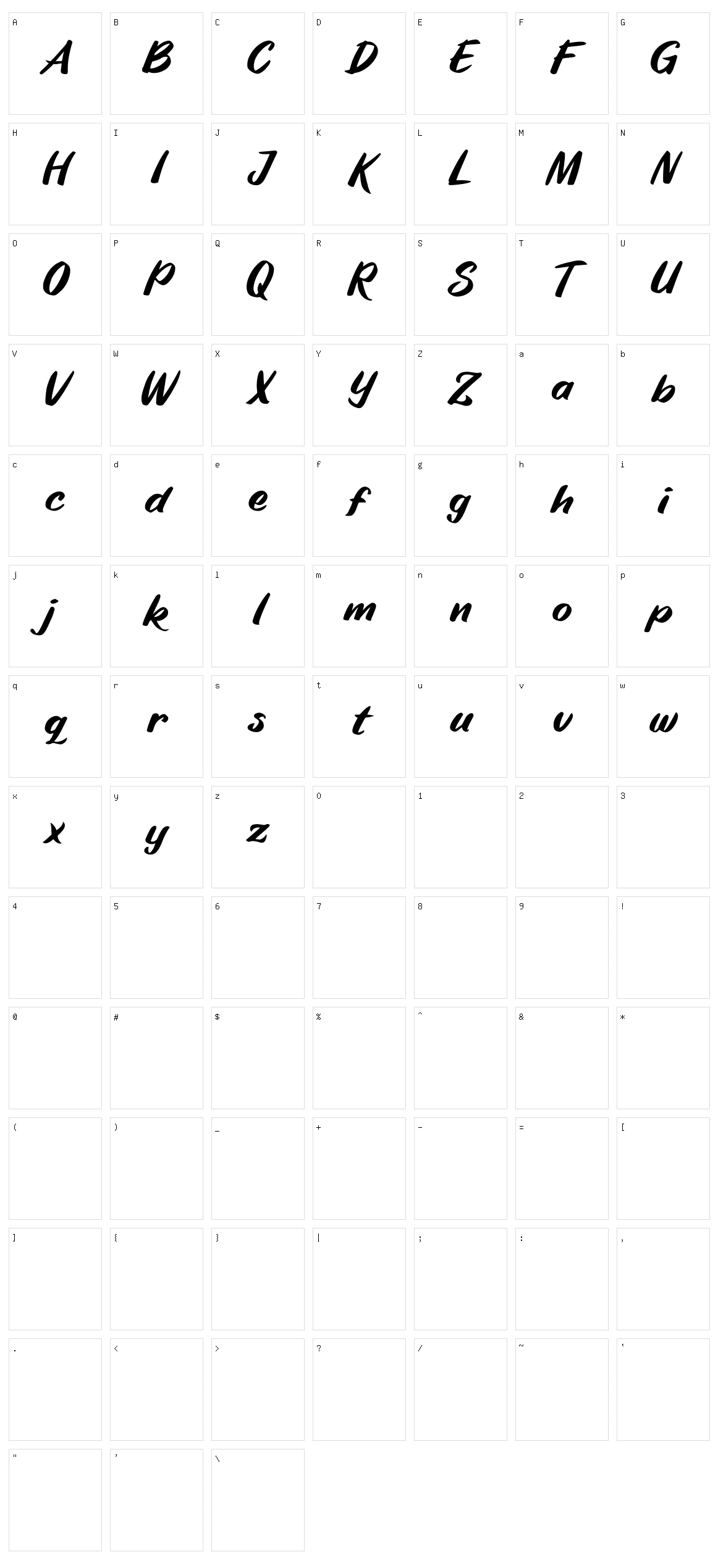Ruth Calligraph Character Set