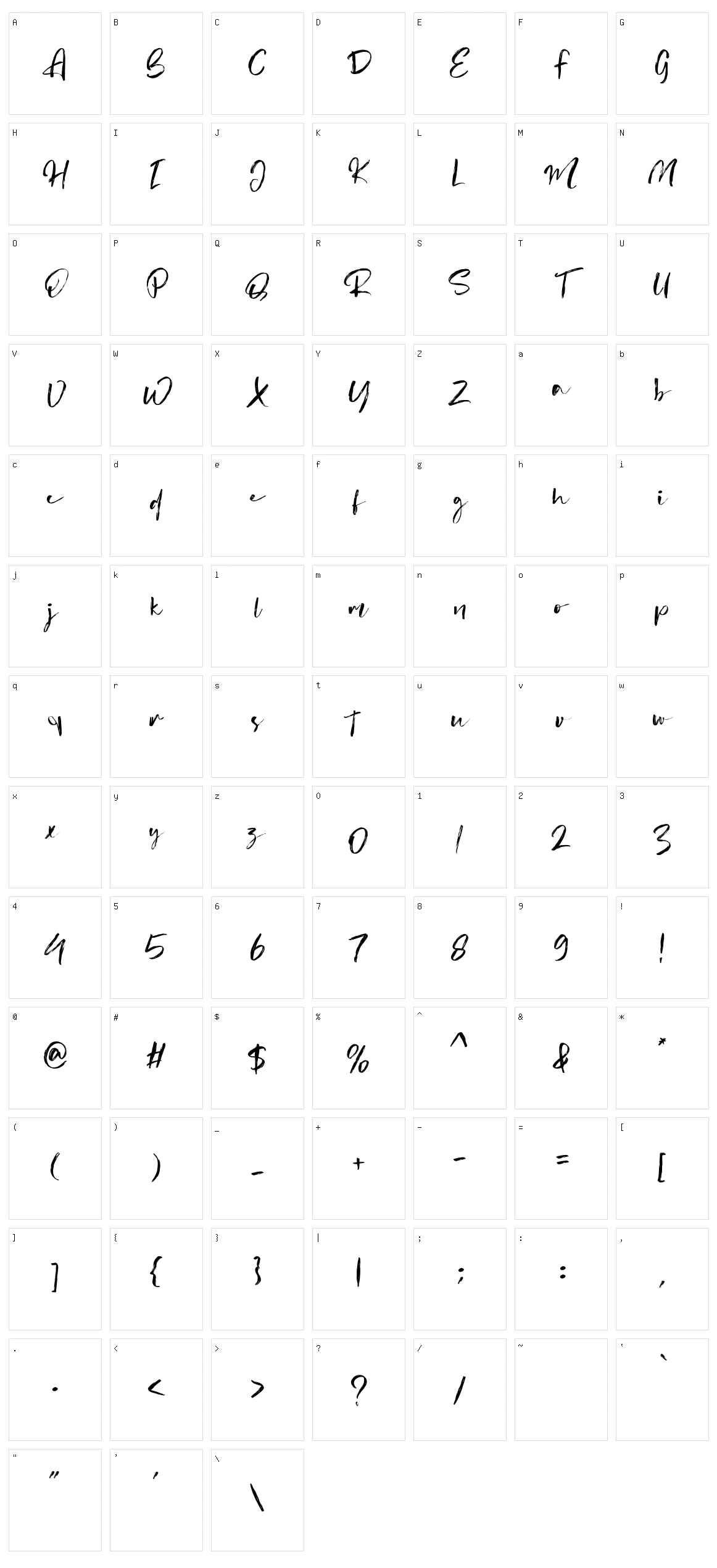 Aliters Character Set