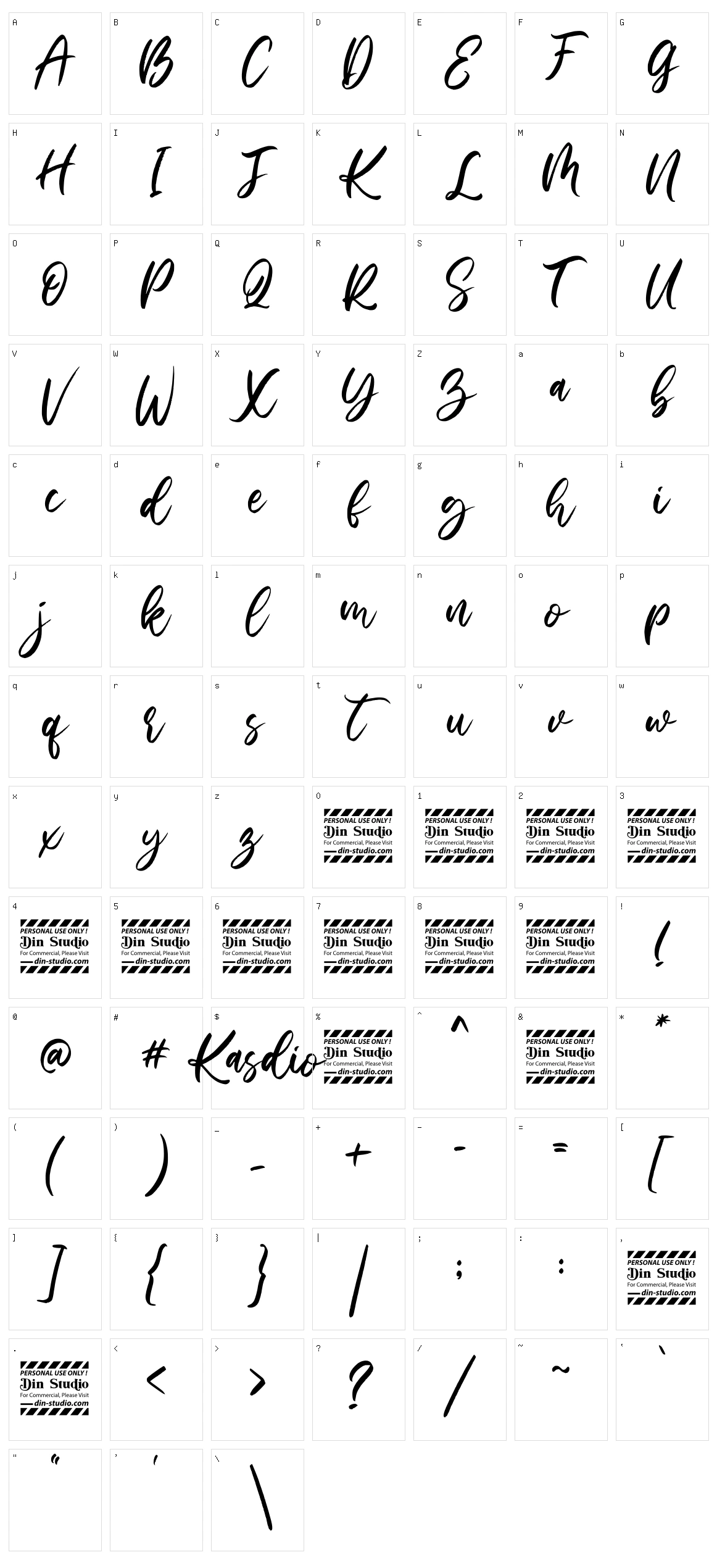 Kasdio Character Set