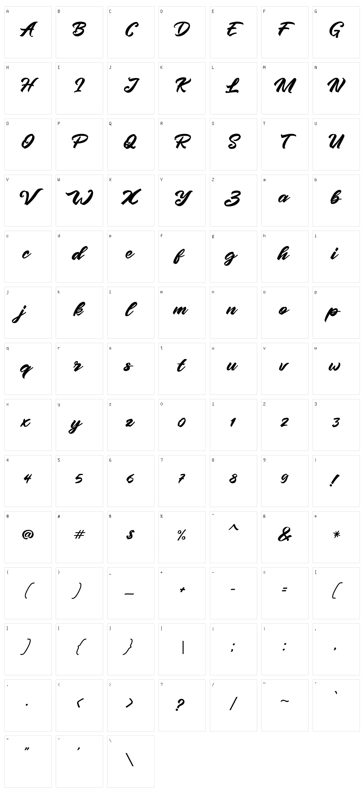 Pintenium Character Set