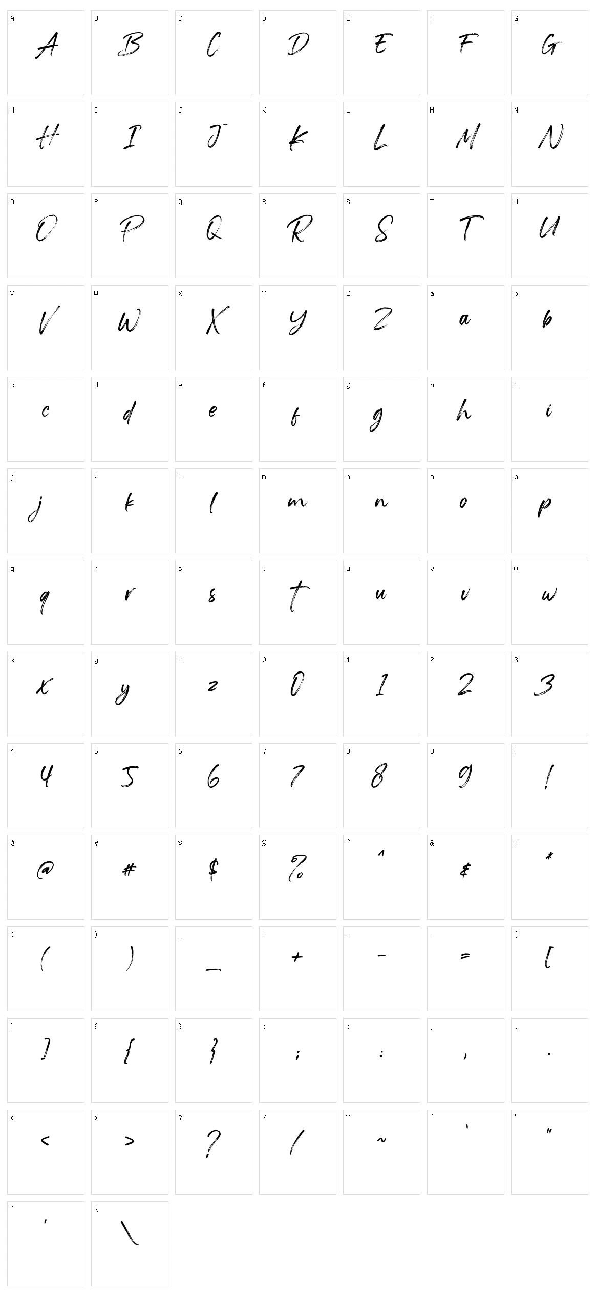 Rocksill Character Set