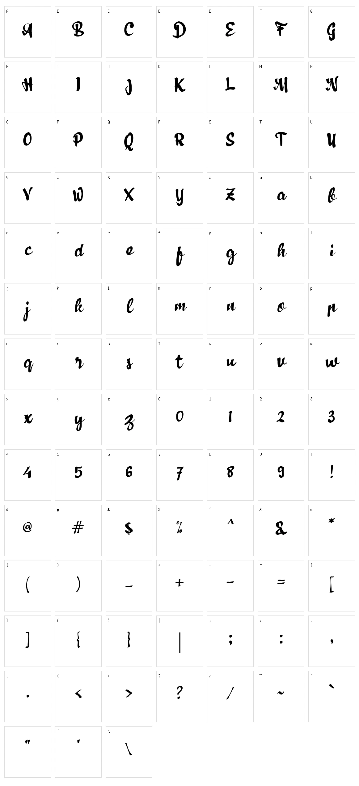 A Arus Balik Character Set