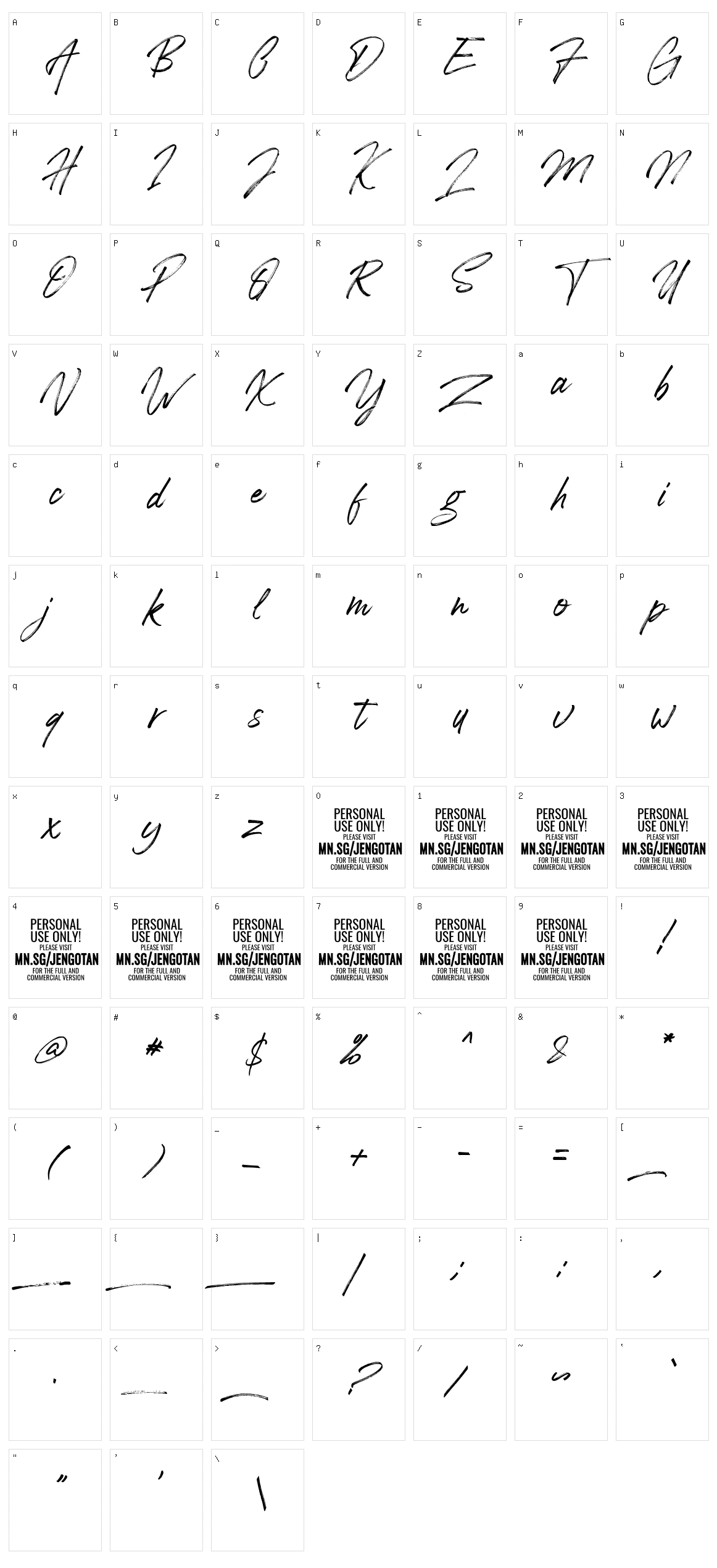 Jengotan Character Set