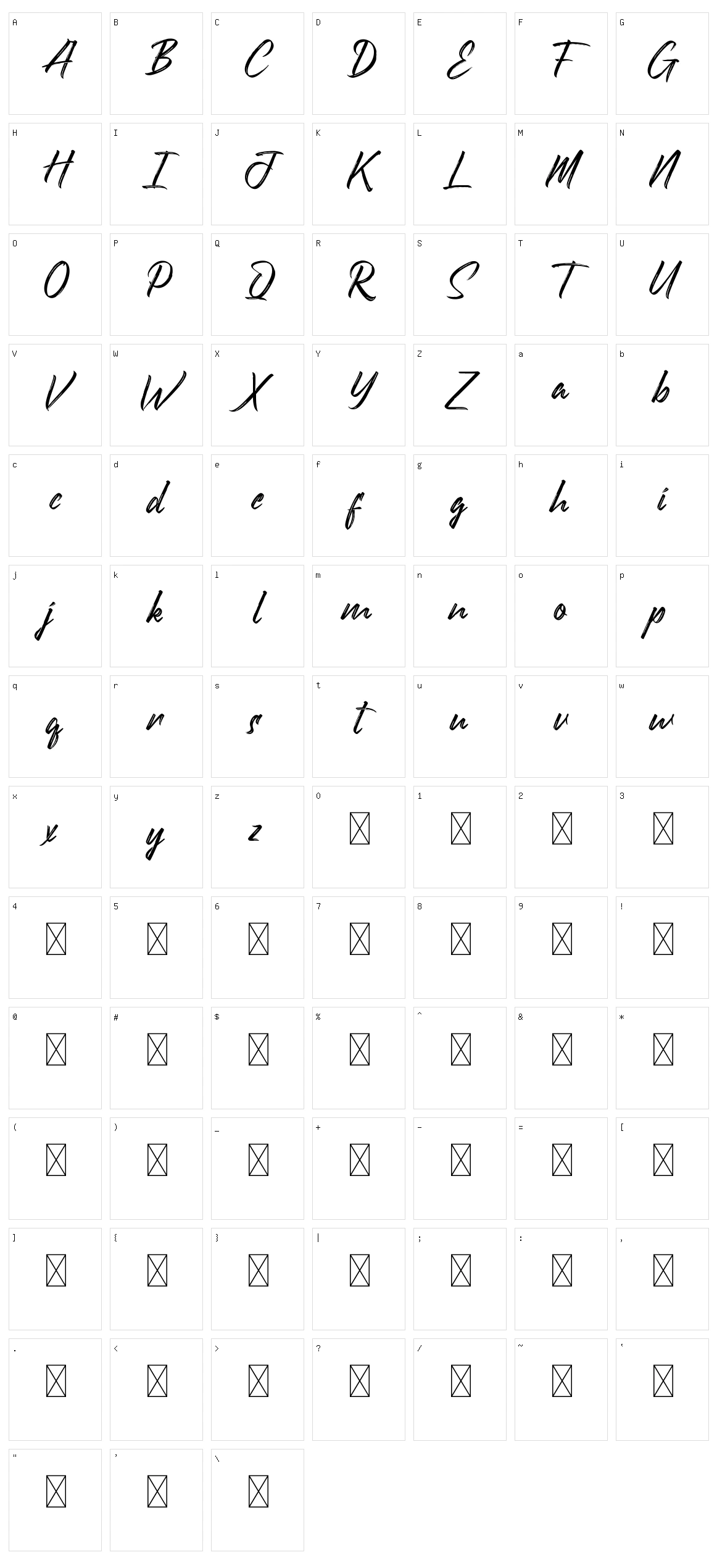 Handrush Character Set
